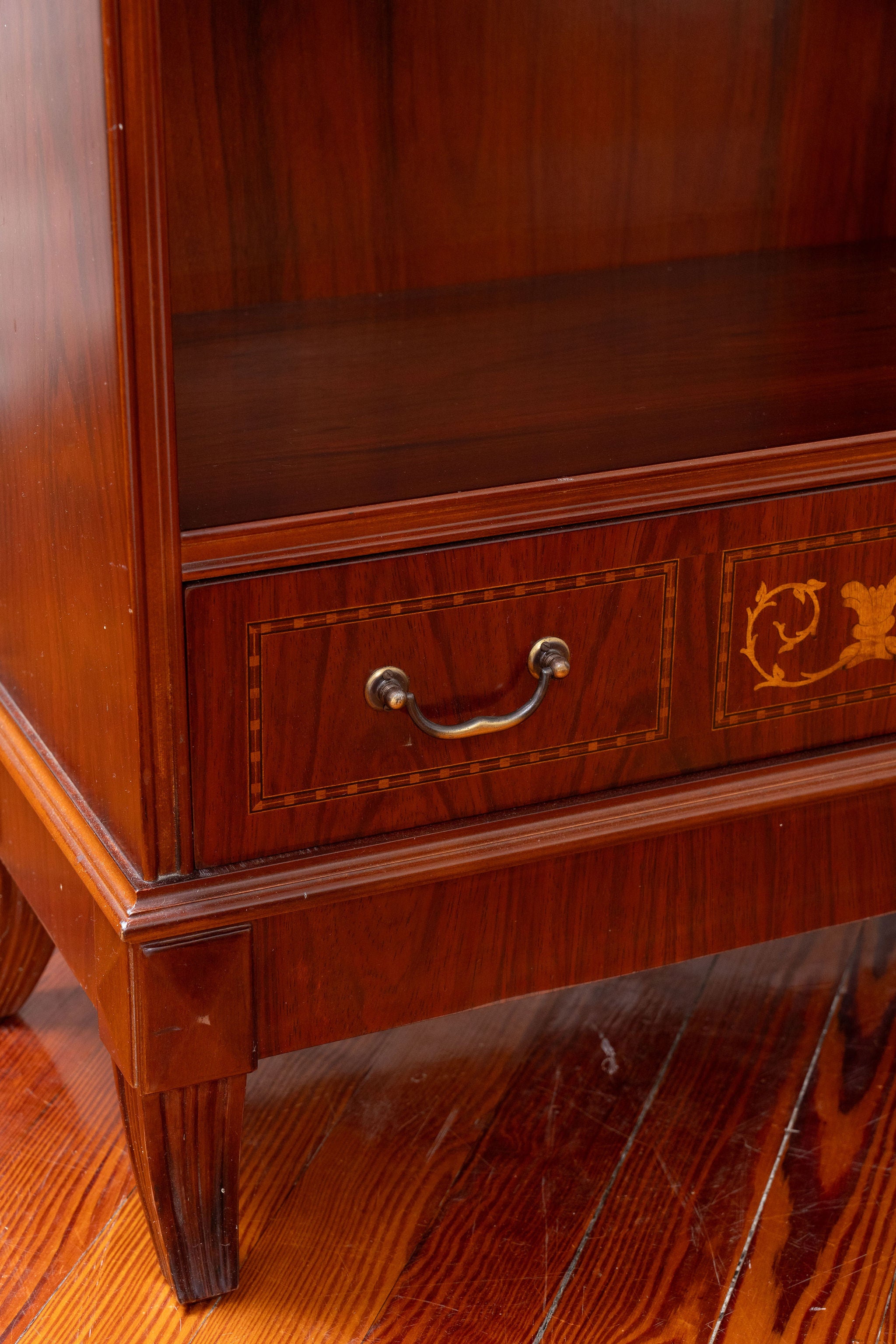 Vintage English Mahogany Waterfall Bookcase