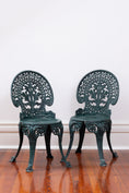 Load image into Gallery viewer, Vintage Cast Aluminum Dark Green Chairs (PAIR)
