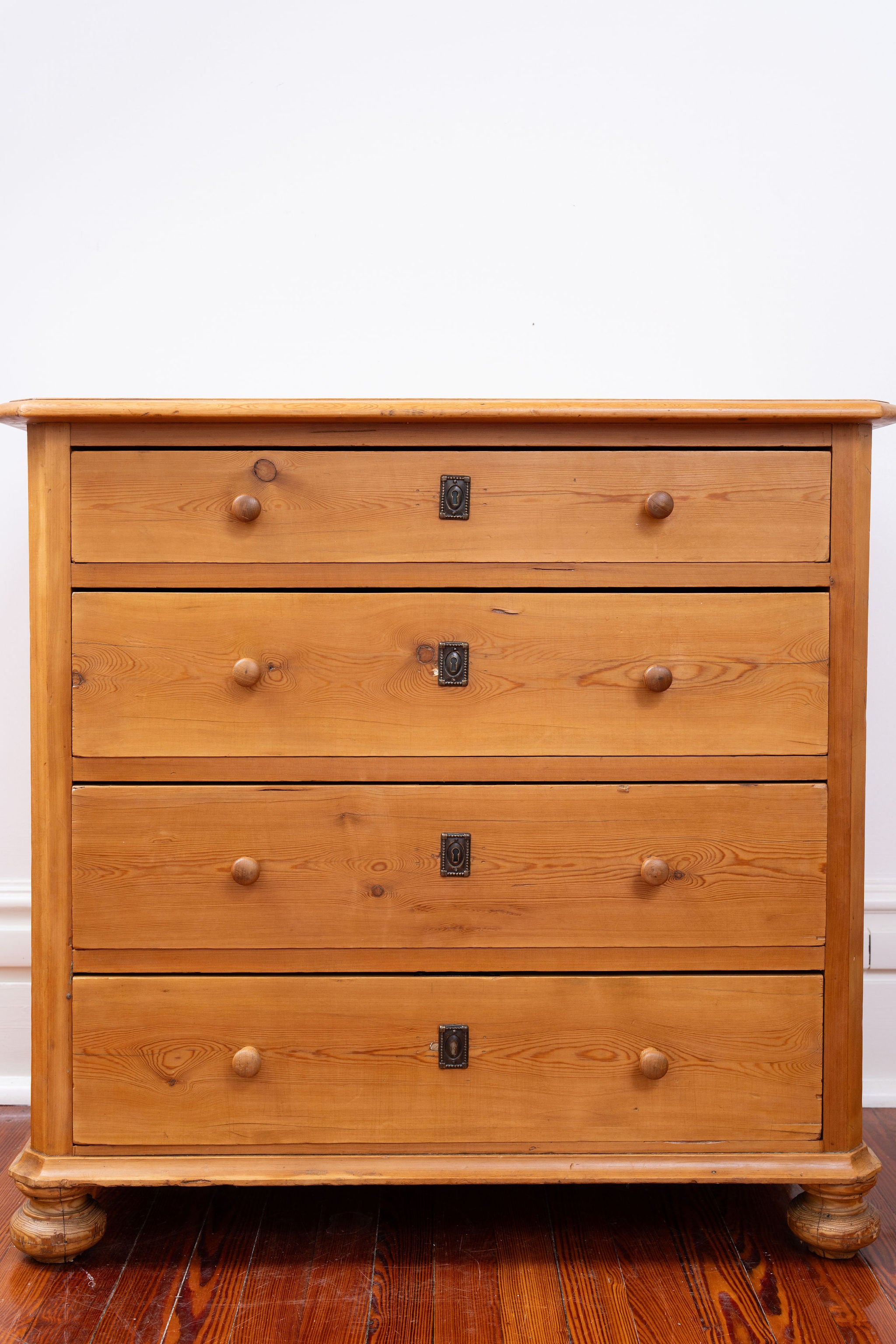 19th Century European Pine 4-Drawer Chest