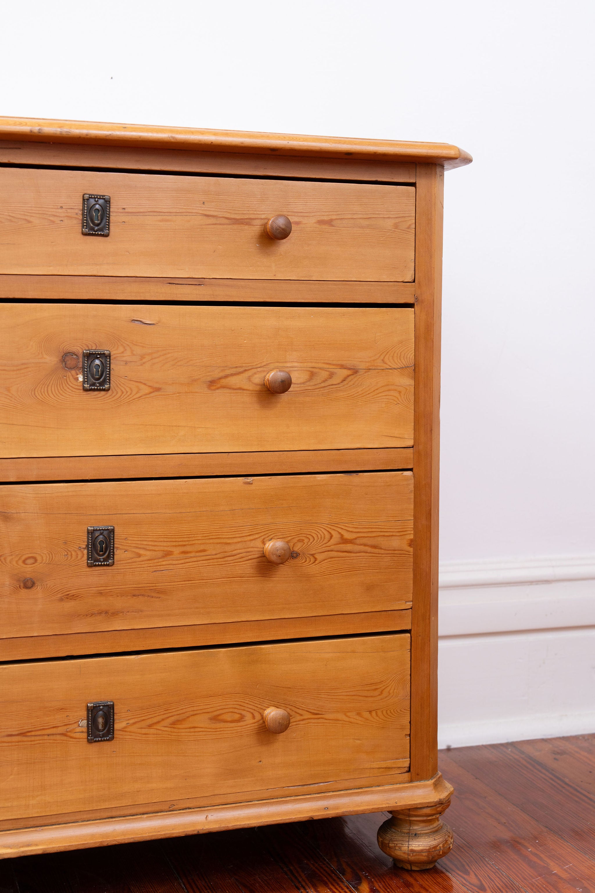19th Century European Pine 4-Drawer Chest