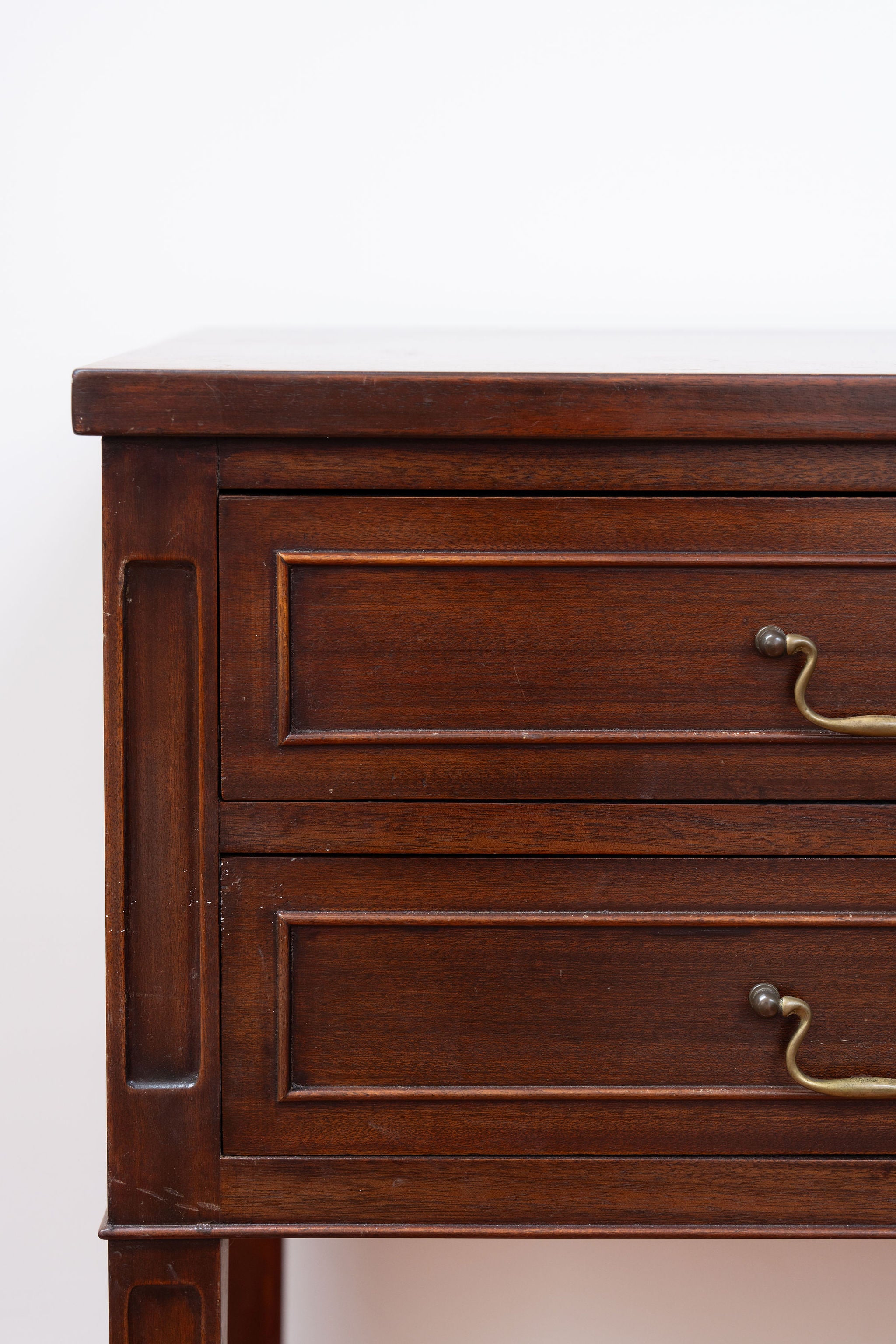 Antique Mahogany 2 Drawer Console / Server With Spade Feet
