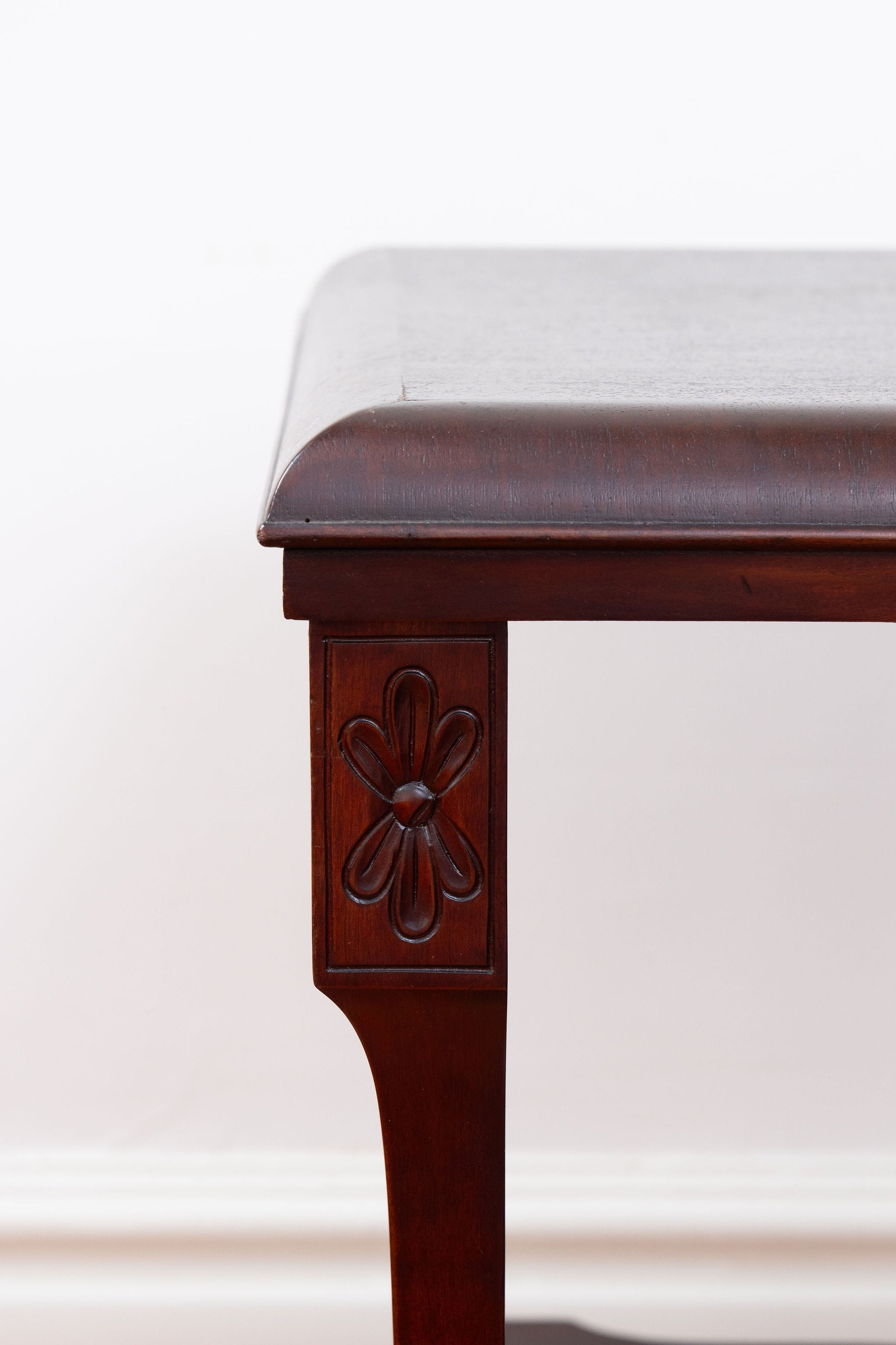 Carved Mahogany 2-Tier Side Table