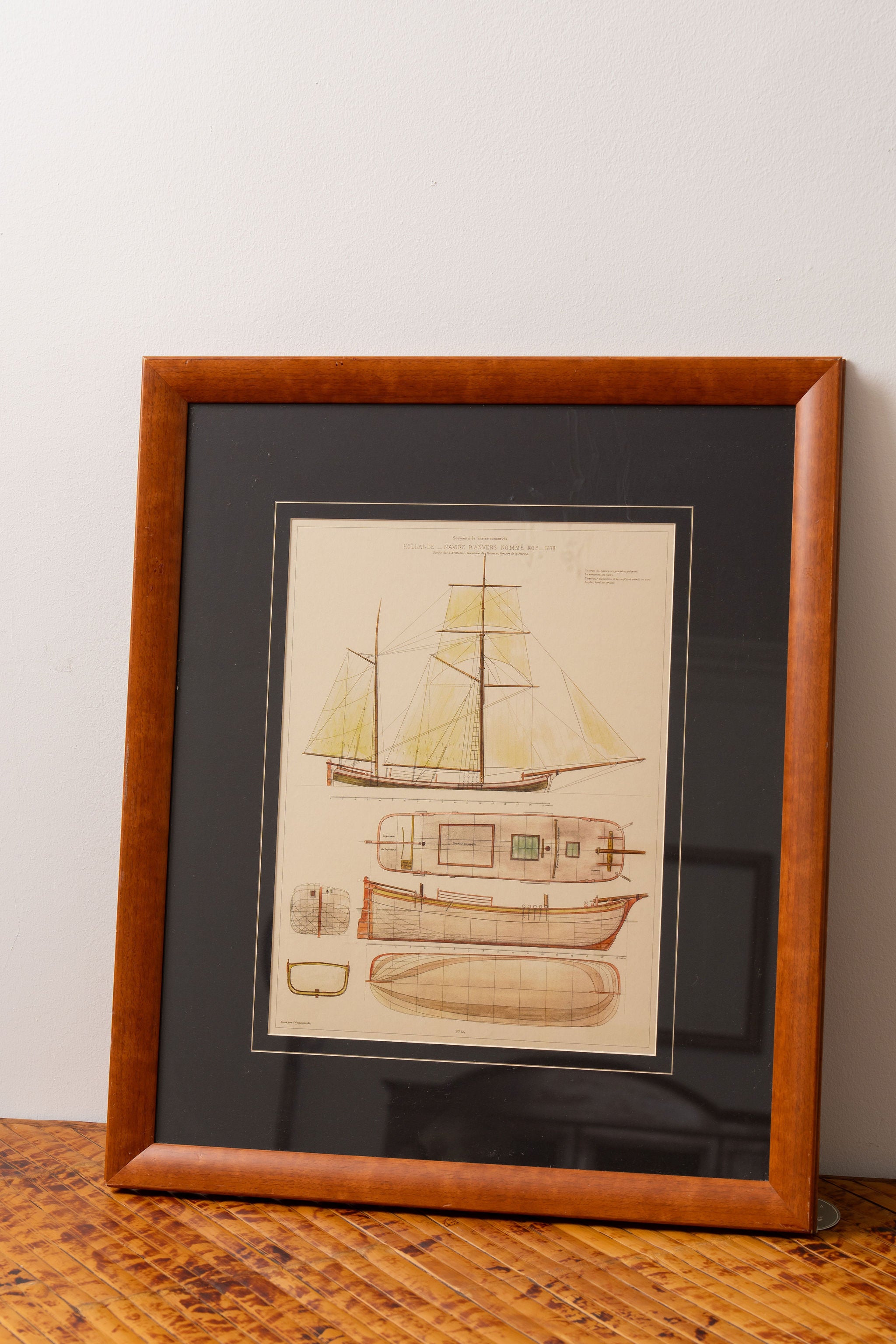 Vintage Boat Prints With Navy Mats (PAIR)