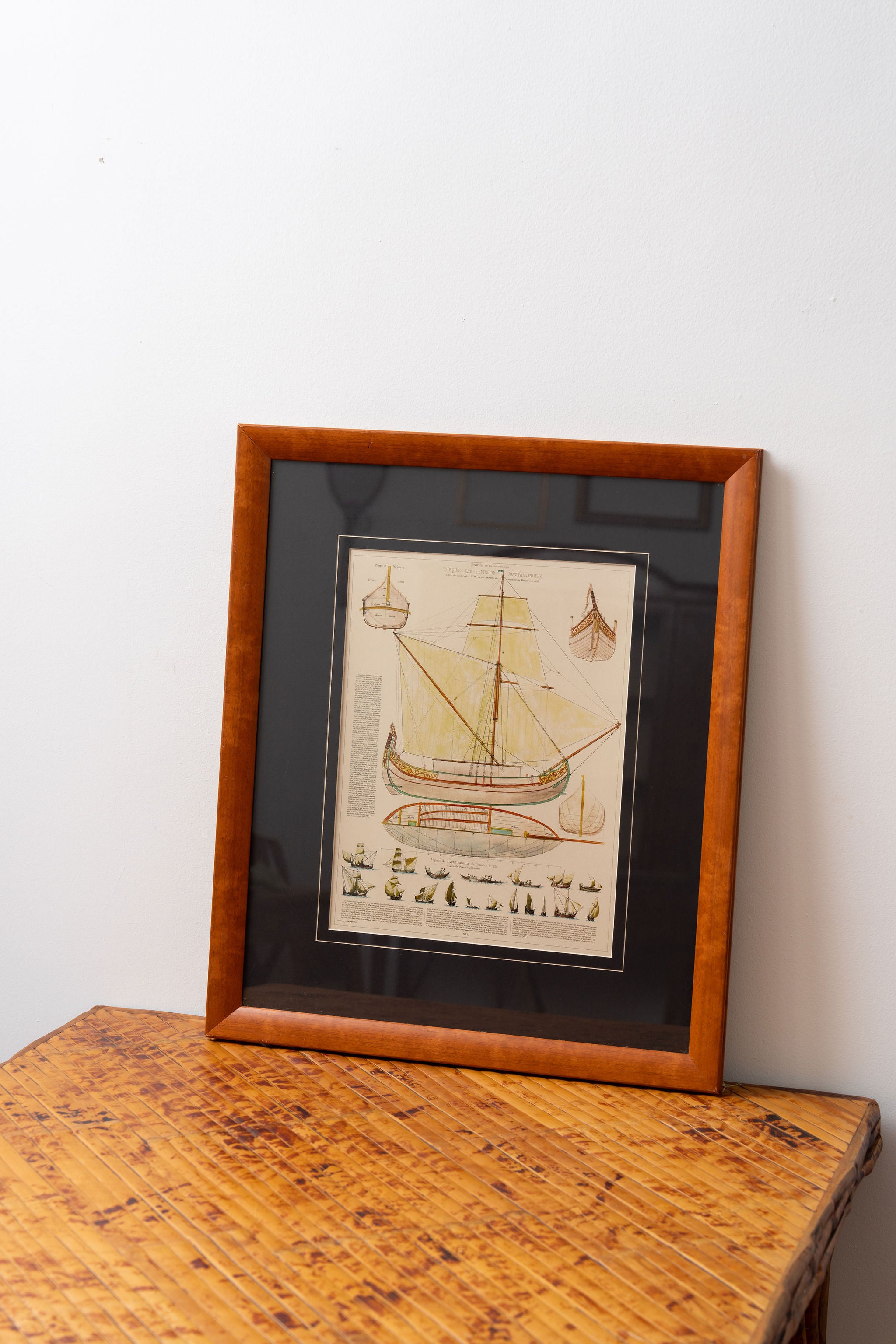 Vintage Boat Prints With Navy Mats (PAIR)