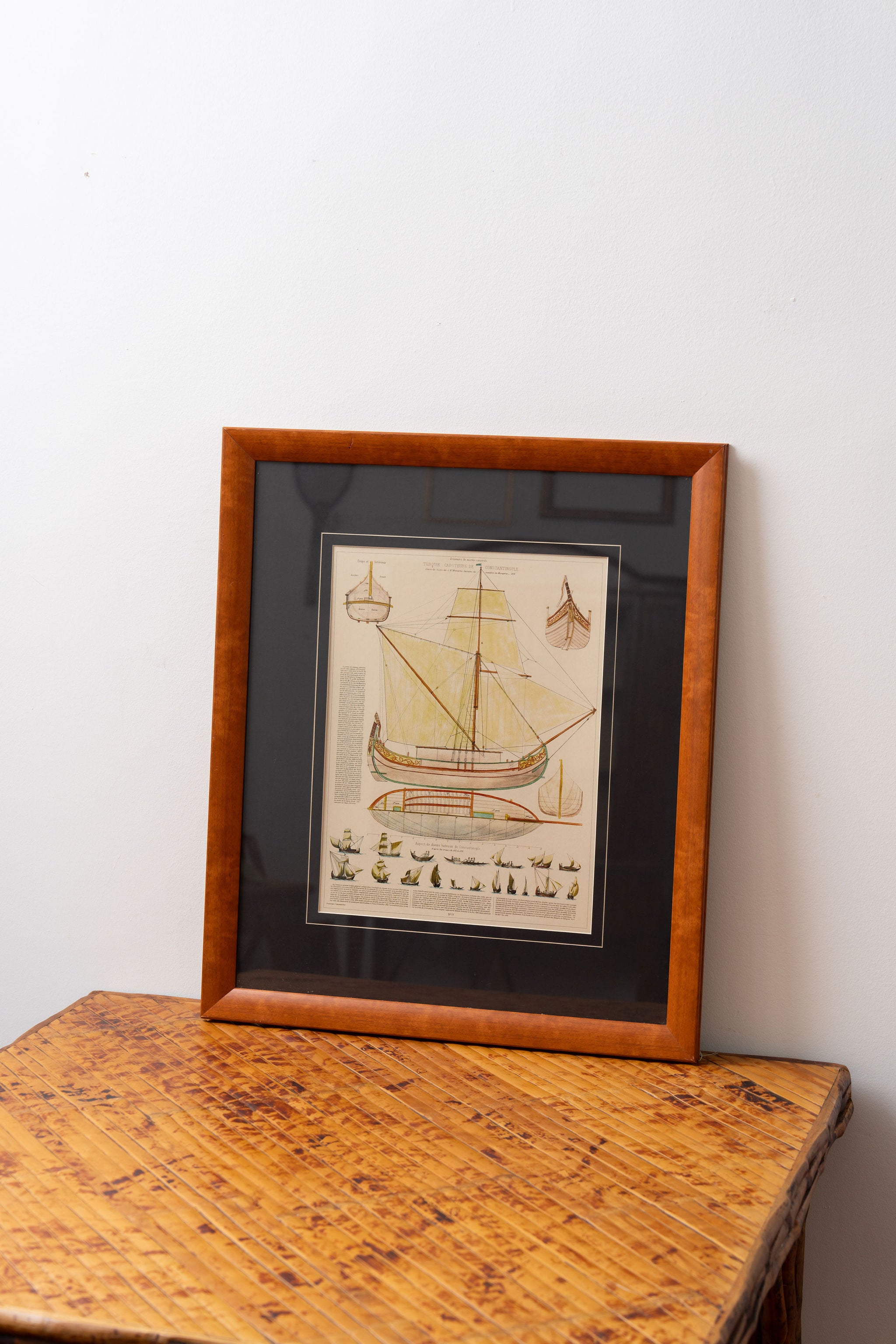 Vintage Boat Prints With Navy Mats (PAIR)