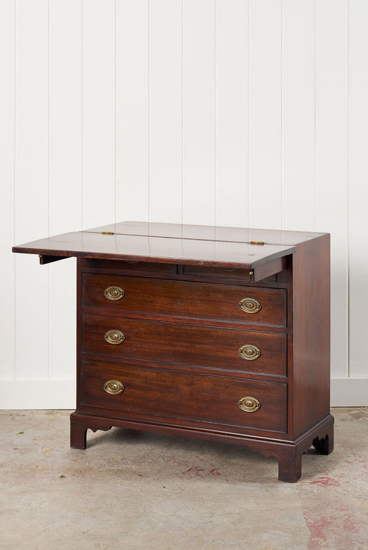 Antique English Mahogany 2 Over 3 Bachelor's Chest with Flip Top