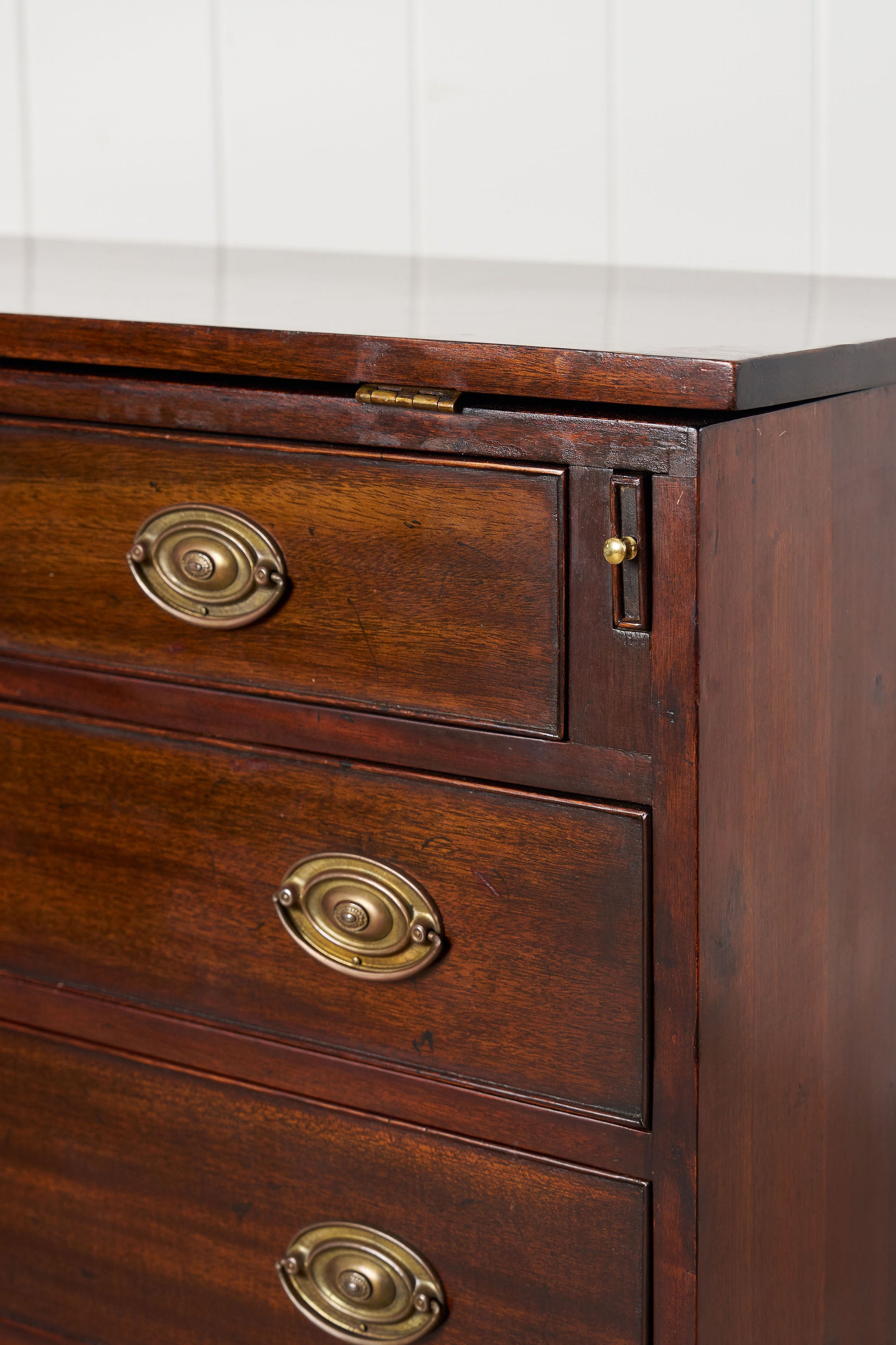 Antique English Mahogany 2 Over 3 Bachelor's Chest with Flip Top