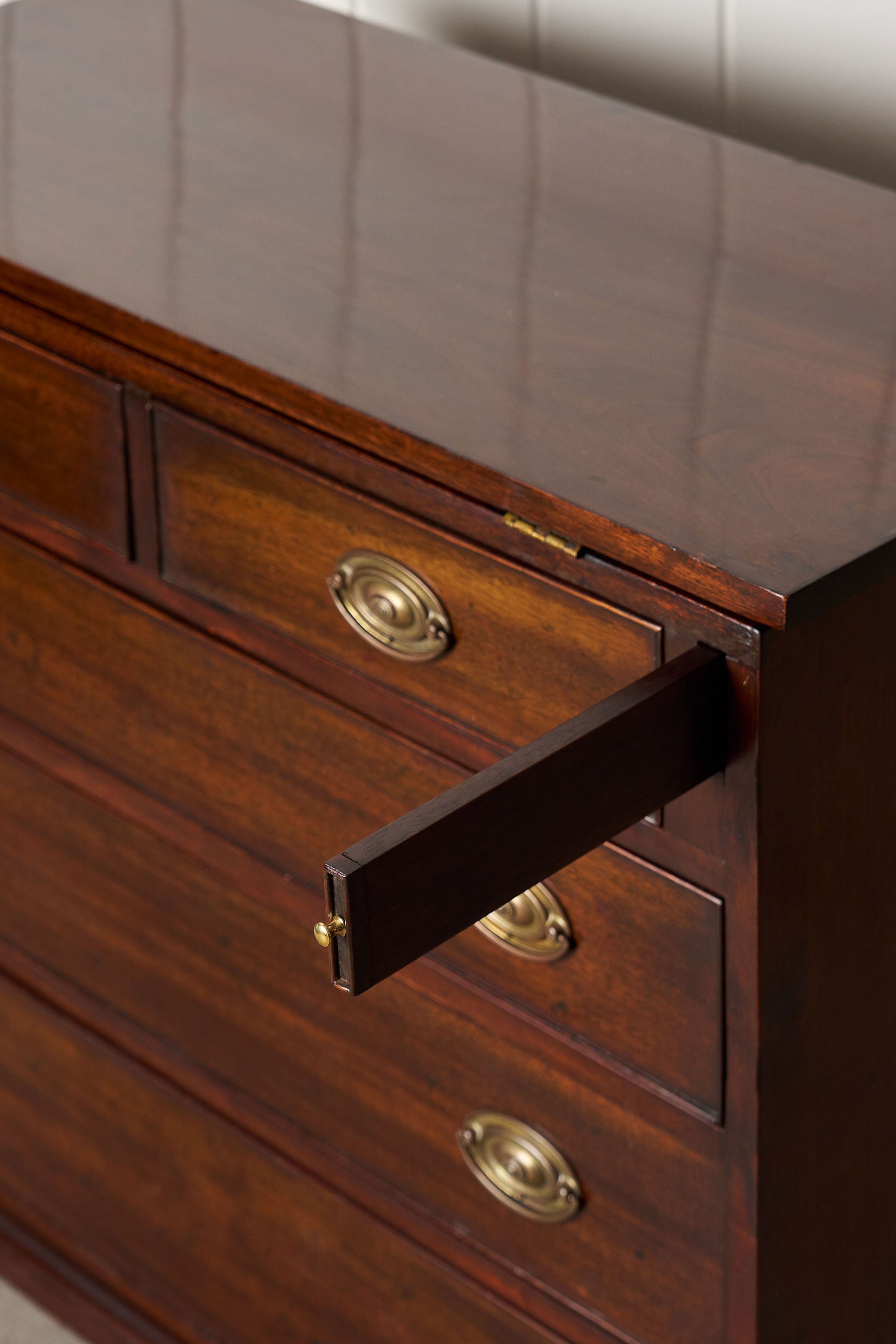 Antique English Mahogany 2 Over 3 Bachelor's Chest with Flip Top