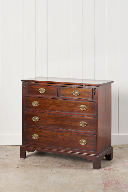 Antique English Mahogany 2 Over 3 Bachelor's Chest with Flip Top