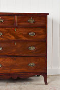 Load image into Gallery viewer, 19th Century 2 Over 3 Mahogany Chest With Scalloped Apron and Bone Key Holes
