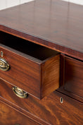 Load image into Gallery viewer, 19th Century 2 Over 3 Mahogany Chest With Scalloped Apron and Bone Key Holes
