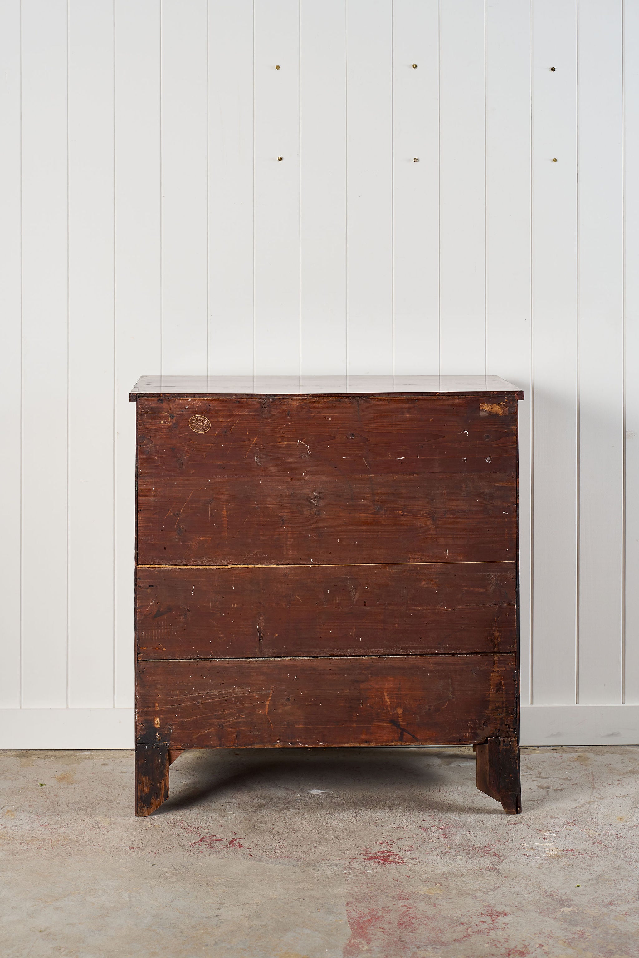 19th Century 2 Over 3 Mahogany Chest With Scalloped Apron and Bone Key Holes