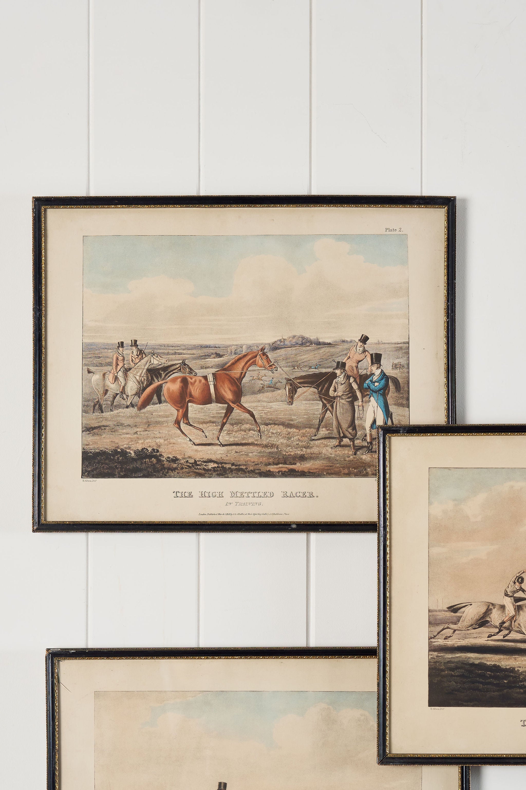 Antique Horse Print in Black Frame of ‘The High Mettled Racer’ Series