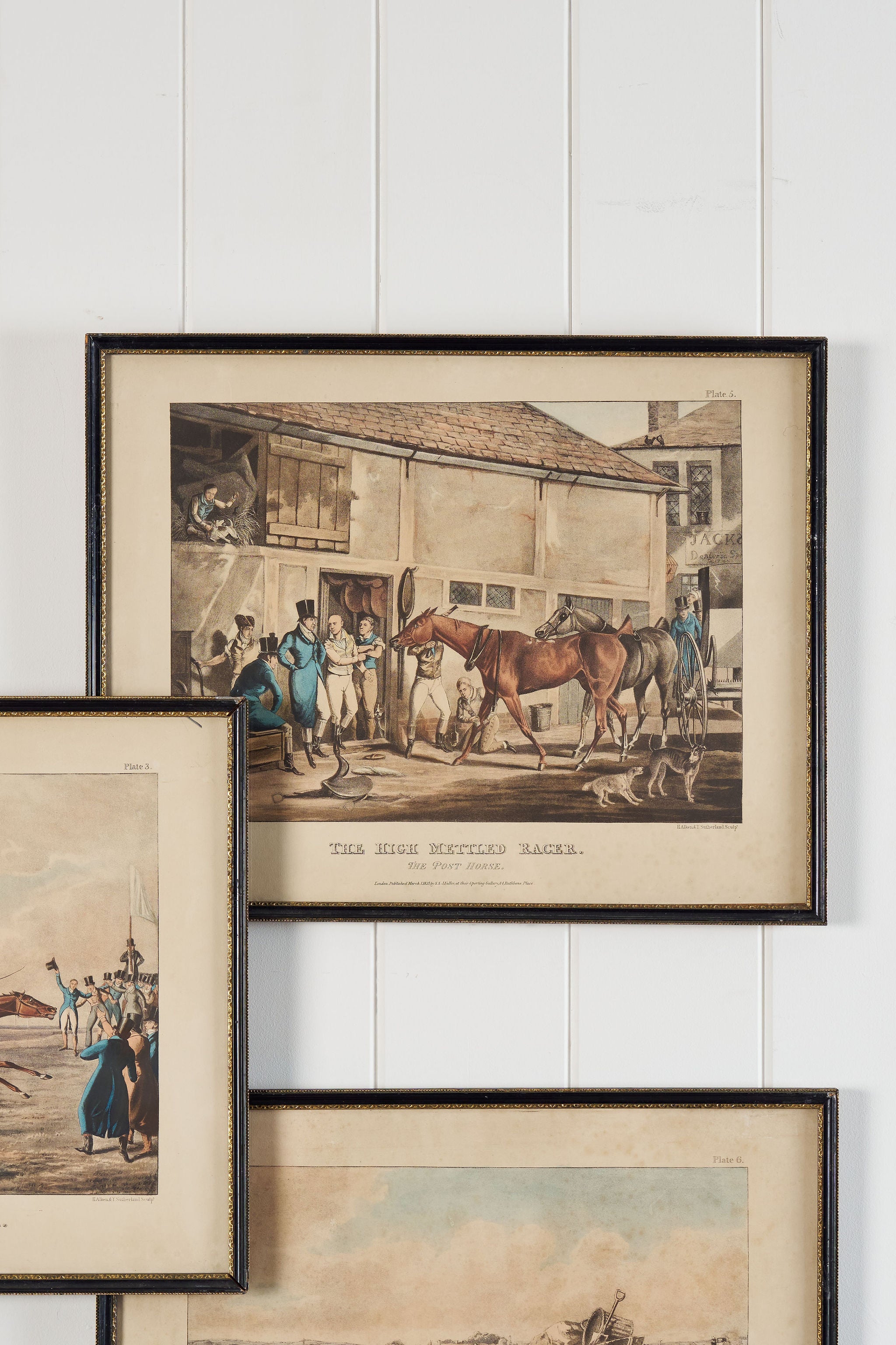 Antique Horse Print in Black Frame of ‘The High Mettled Racer’ Series