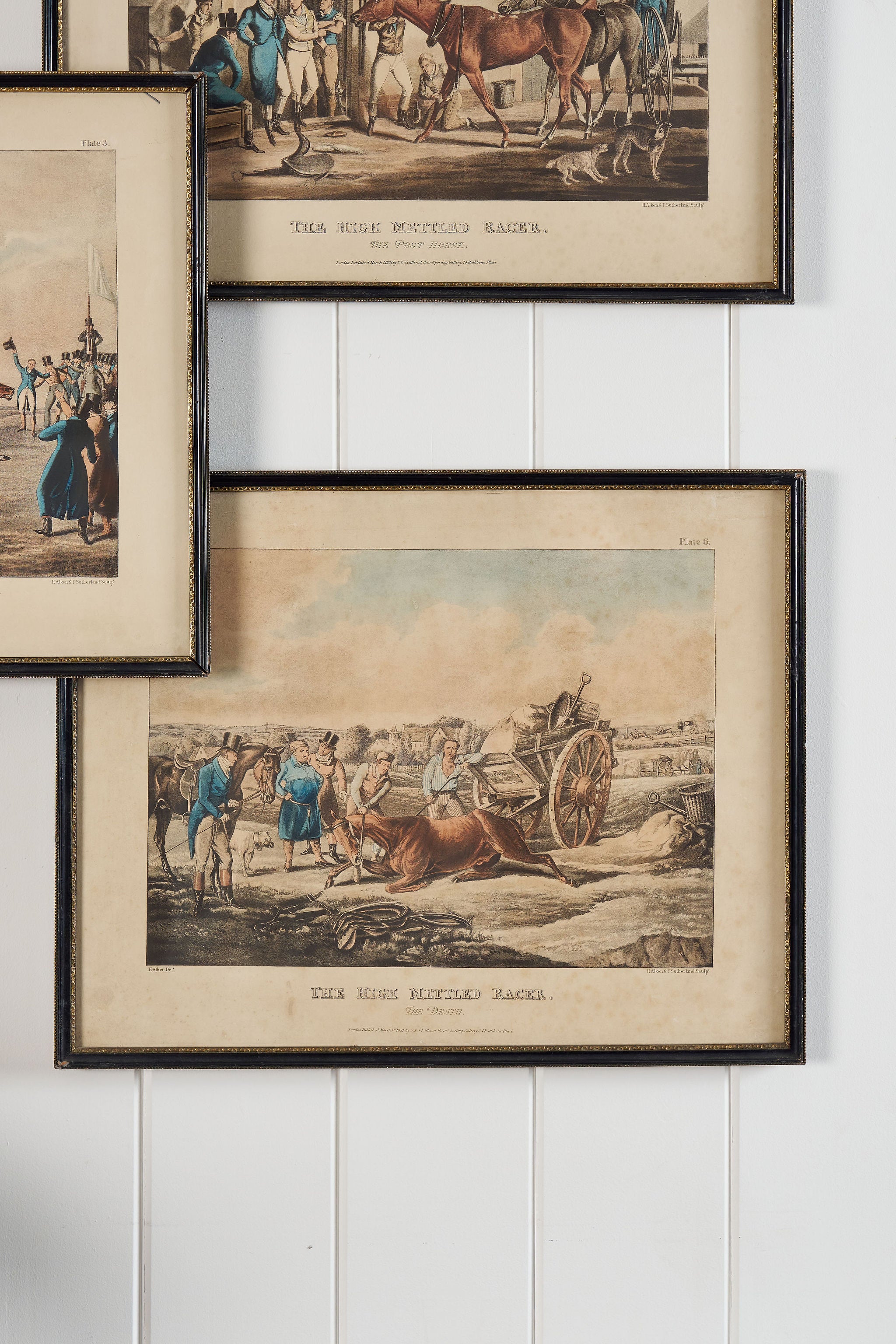 Antique Horse Print in Black Frame of ‘The High Mettled Racer’ Series