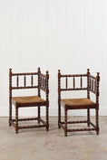 Load image into Gallery viewer, PAIR English Bobbin Corner Chairs (c. 1900)

