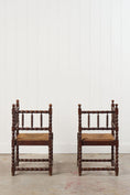 Load image into Gallery viewer, PAIR English Bobbin Corner Chairs (c. 1900)
