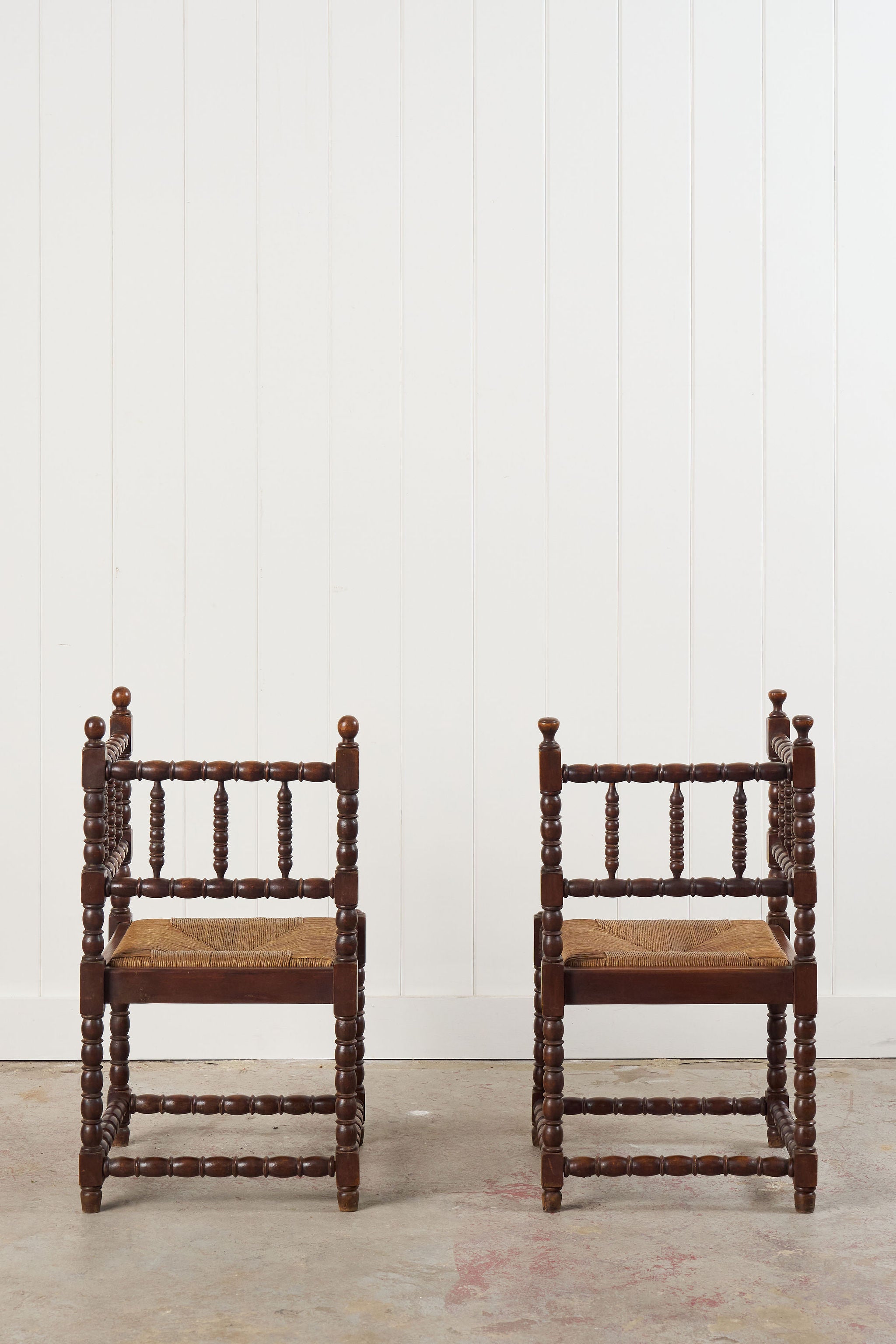 PAIR English Bobbin Corner Chairs (c. 1900)