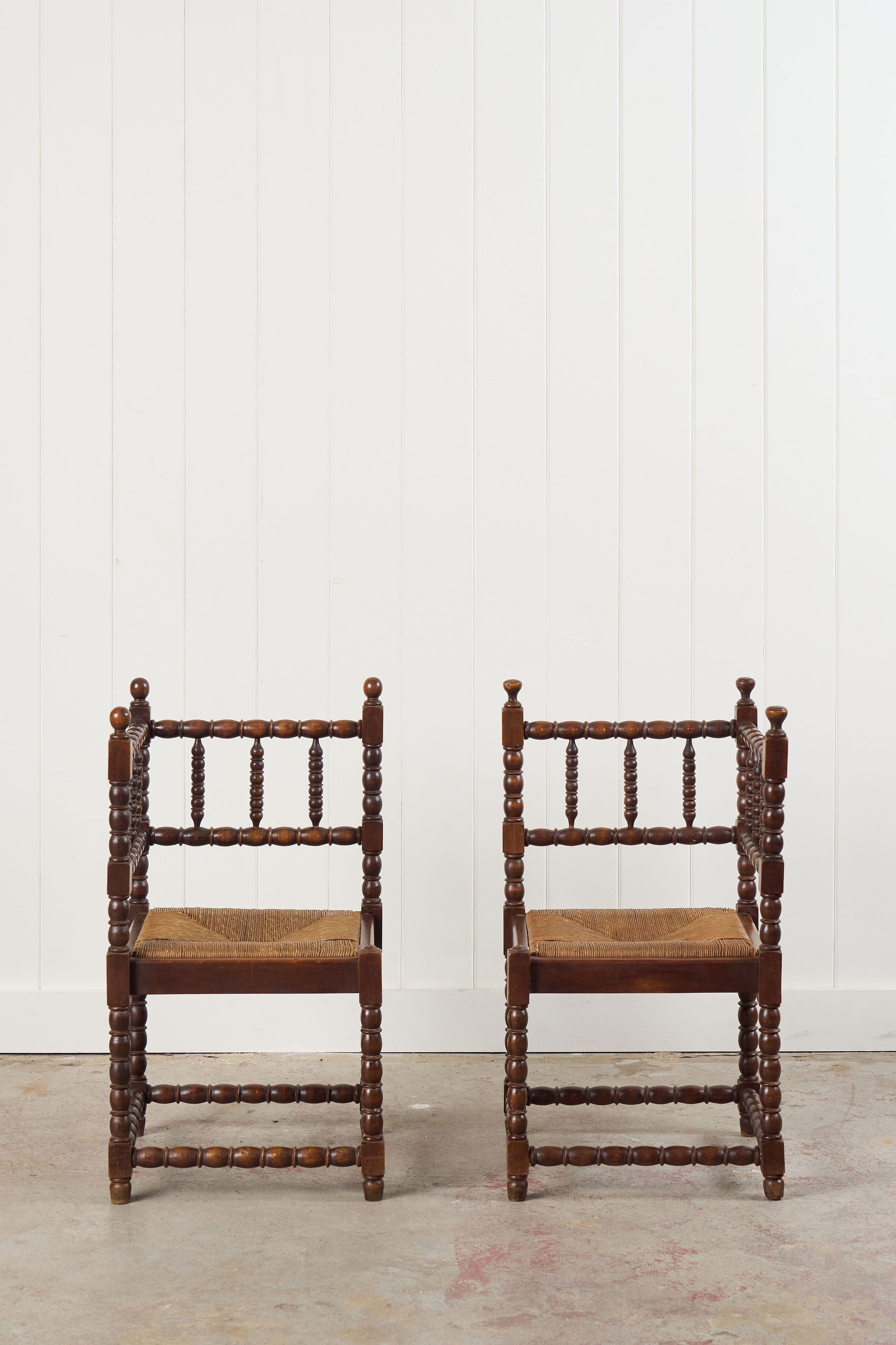 PAIR English Bobbin Corner Chairs (c. 1900)