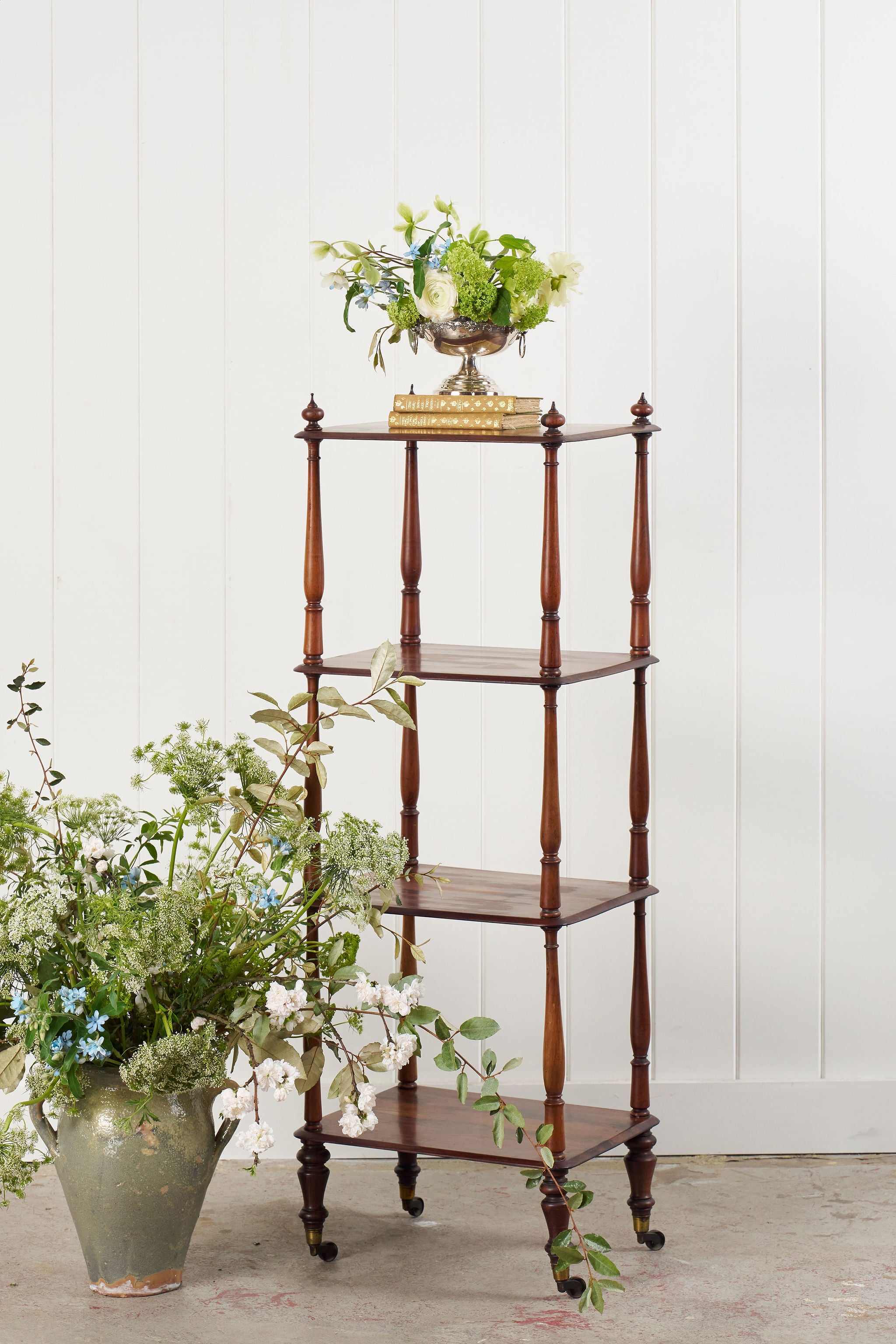 19th Century Rosewood Whatnot with Finials on Castors