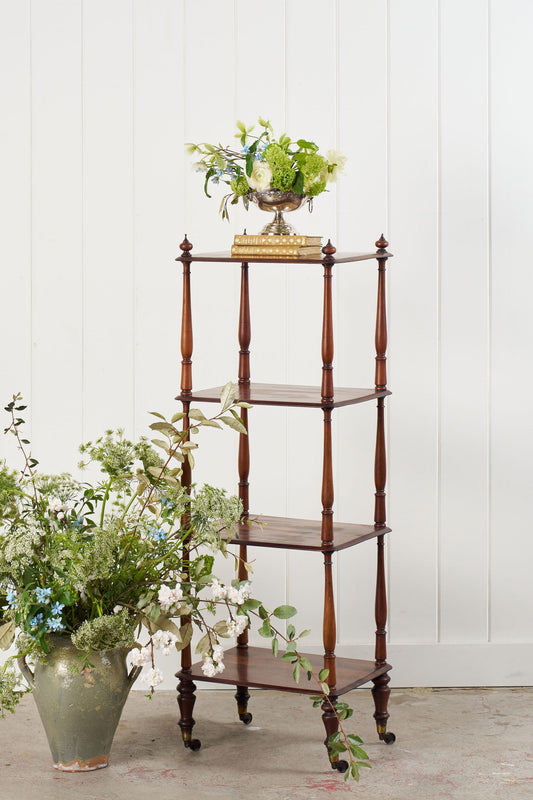 19th Century Rosewood Whatnot with Finials on Castors