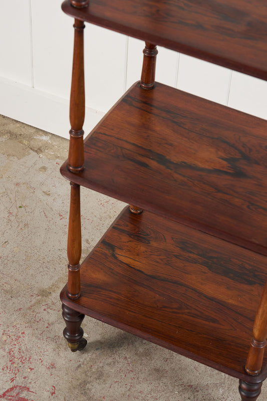 19th Century Rosewood Whatnot with Finials on Castors