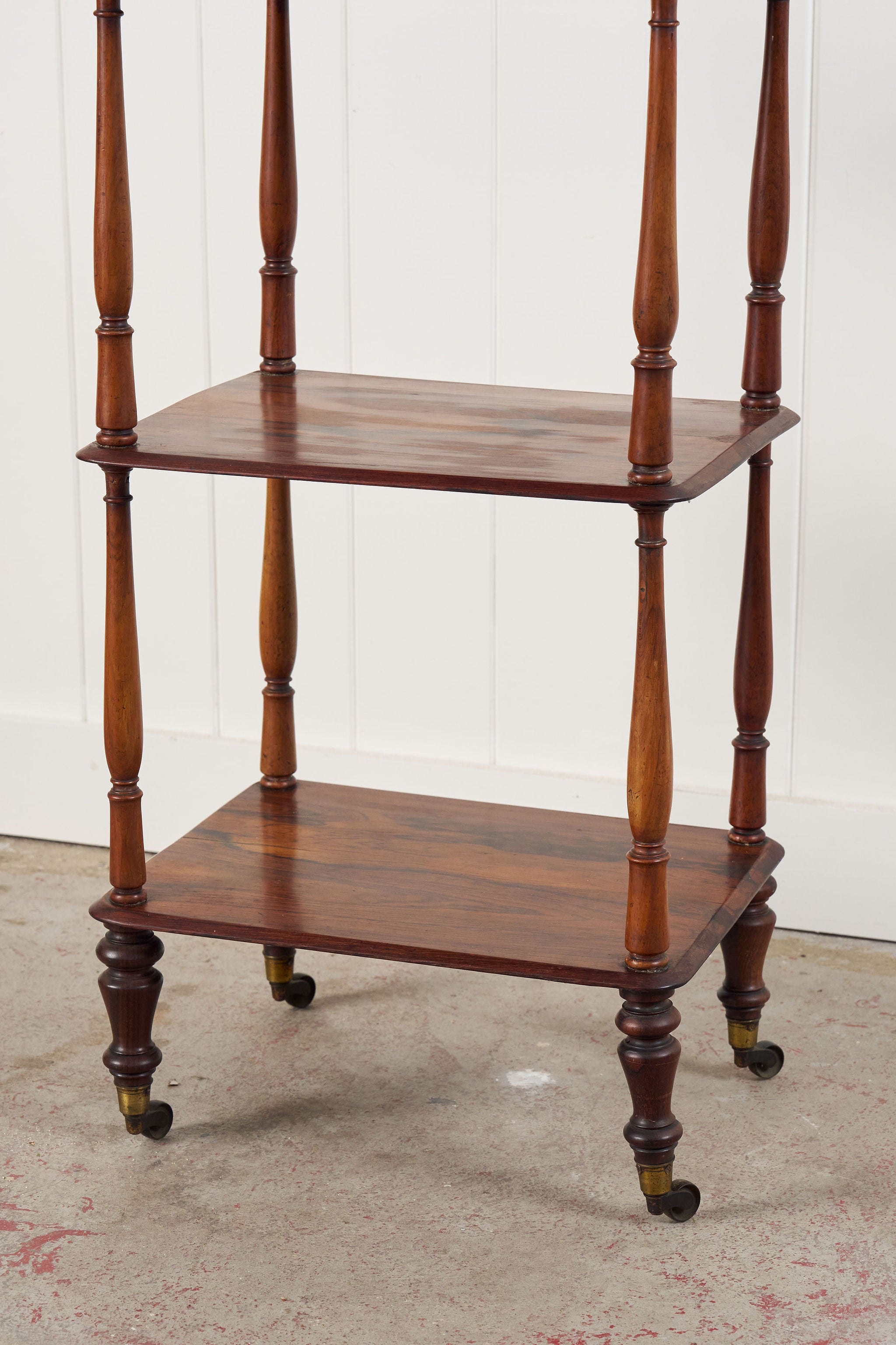 19th Century Rosewood Whatnot with Finials on Castors