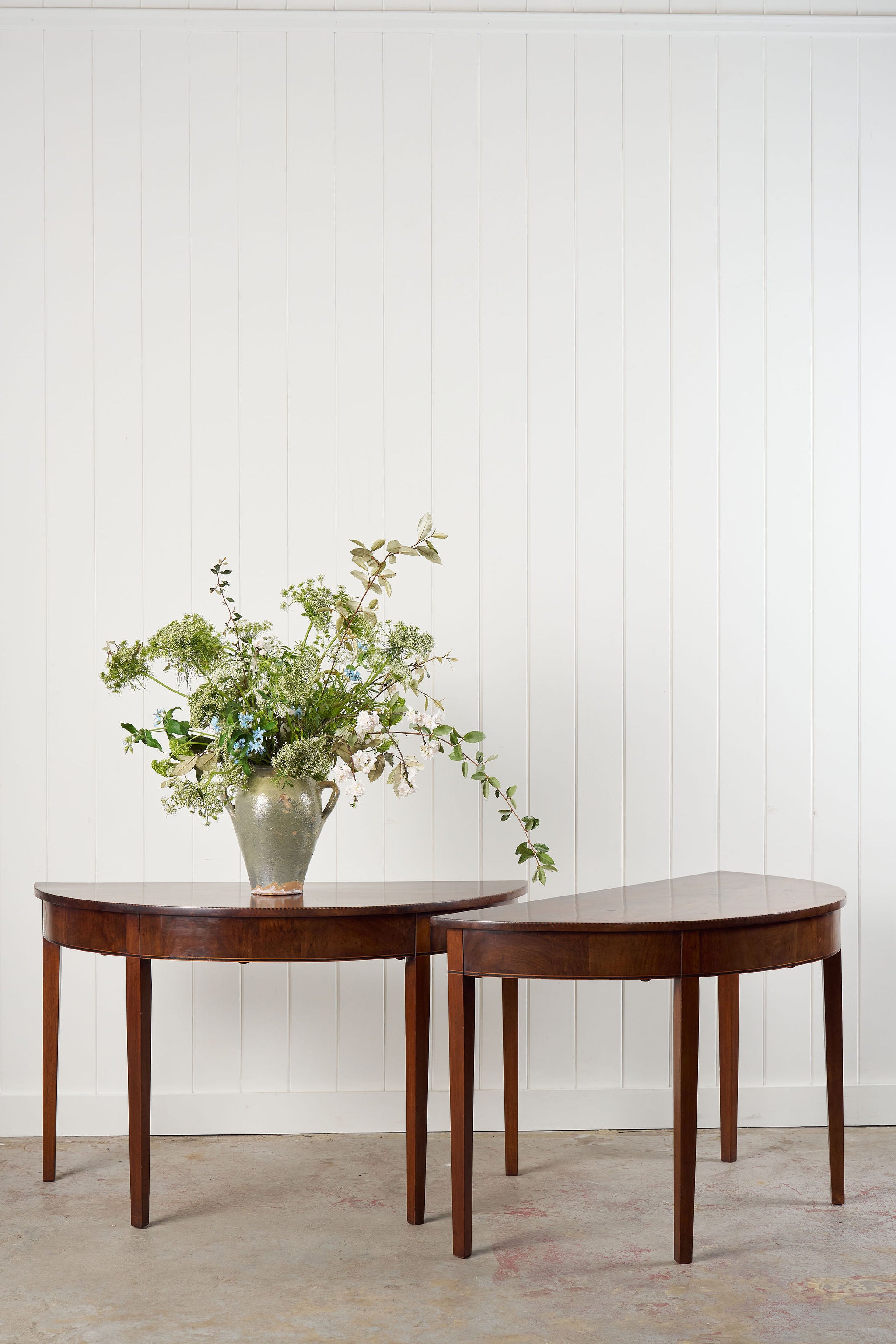 PAIR of 19th Century Mahogany Demilune Console Tables