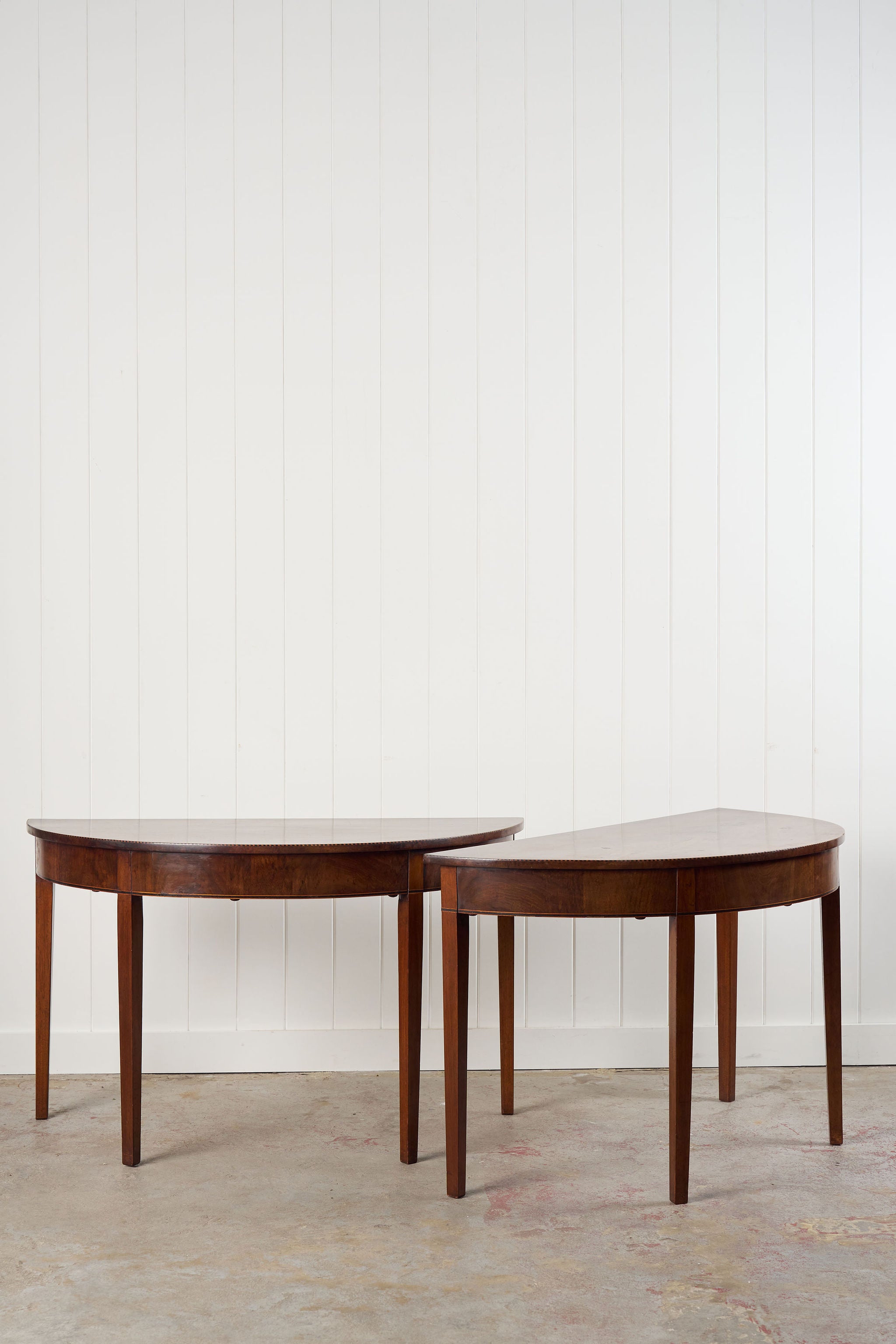 PAIR of 19th Century Mahogany Demilune Console Tables