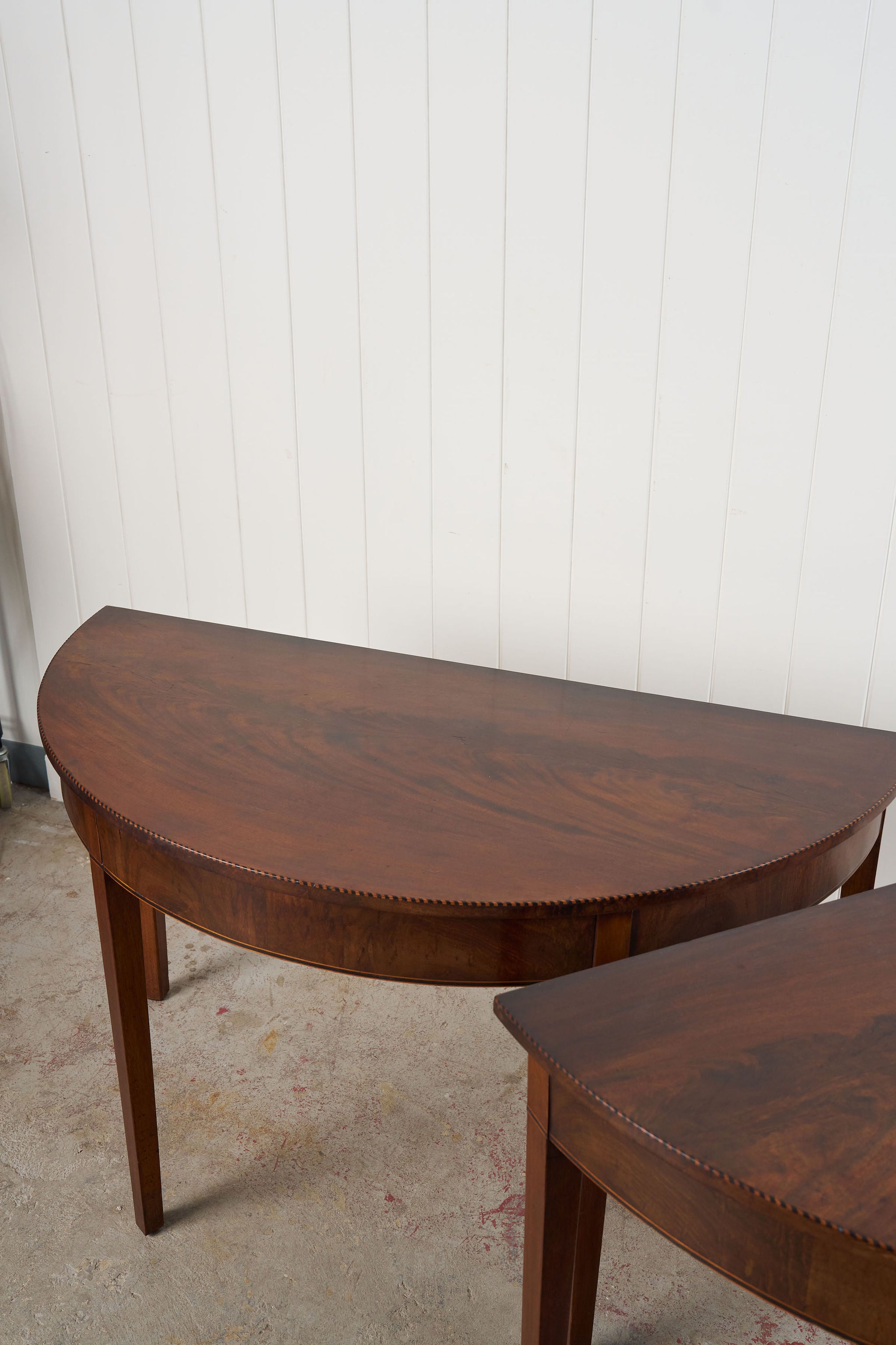 PAIR of 19th Century Mahogany Demilune Console Tables