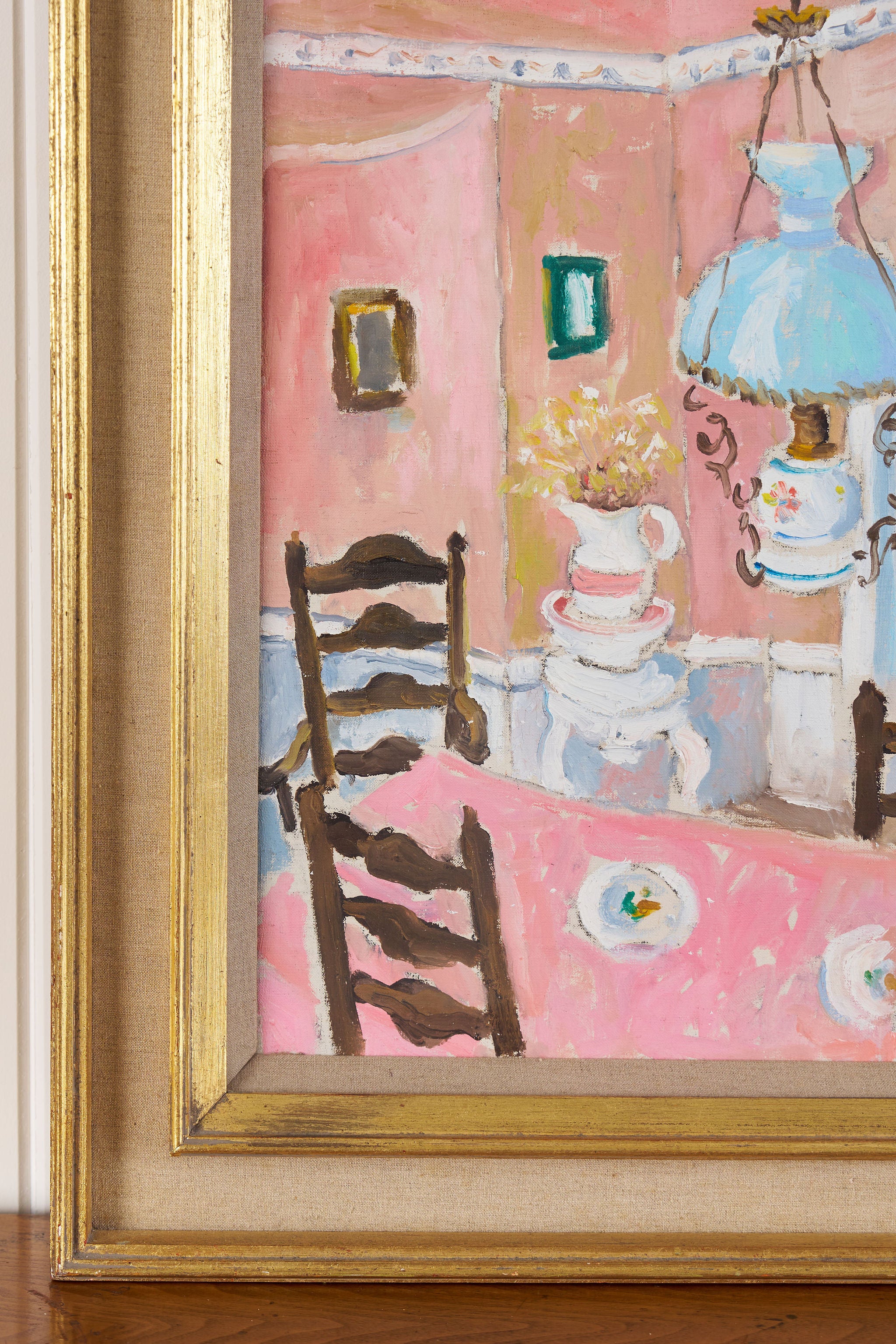 Signed by John Pawle (British 1915-2010) 'The Dining Room' Original Oil On Canvas | Gilt Wood + Linen Frame