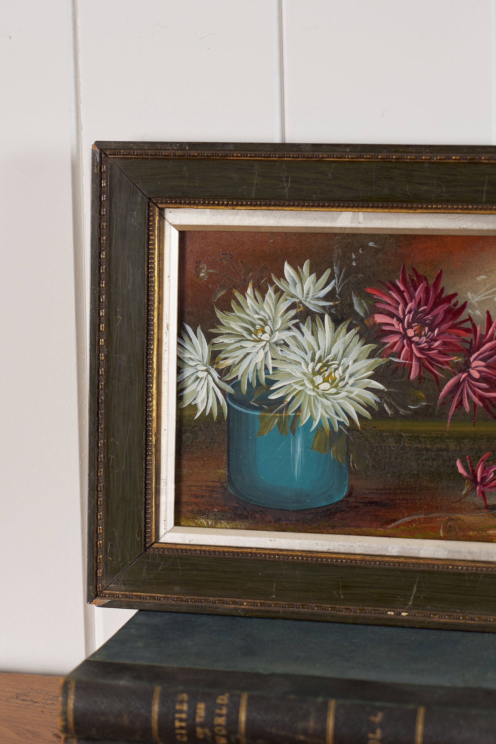 Original Oil on Board | Mums in Blue Vessel (c. 1930)