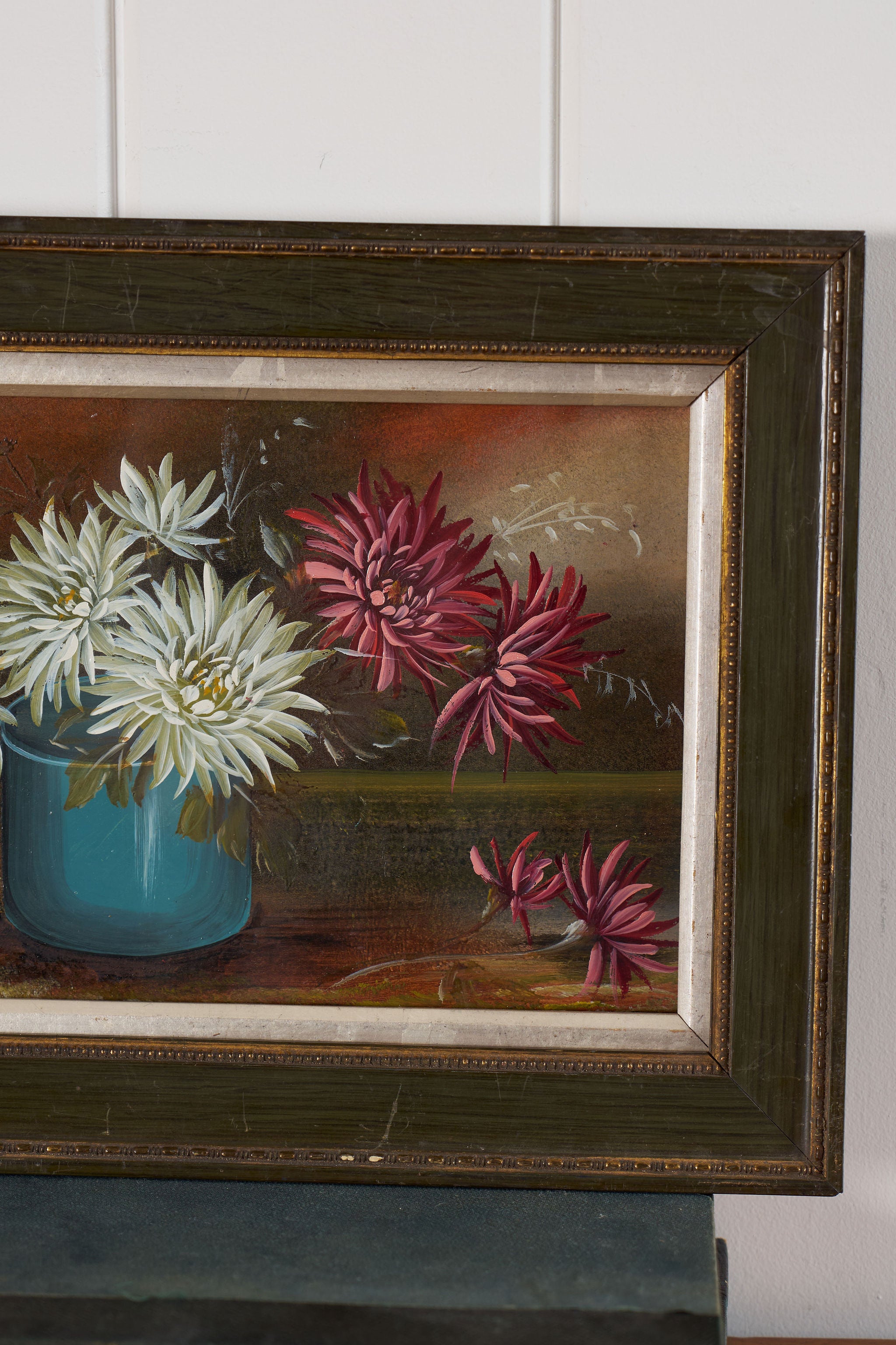 Original Oil on Board | Mums in Blue Vessel (c. 1930)