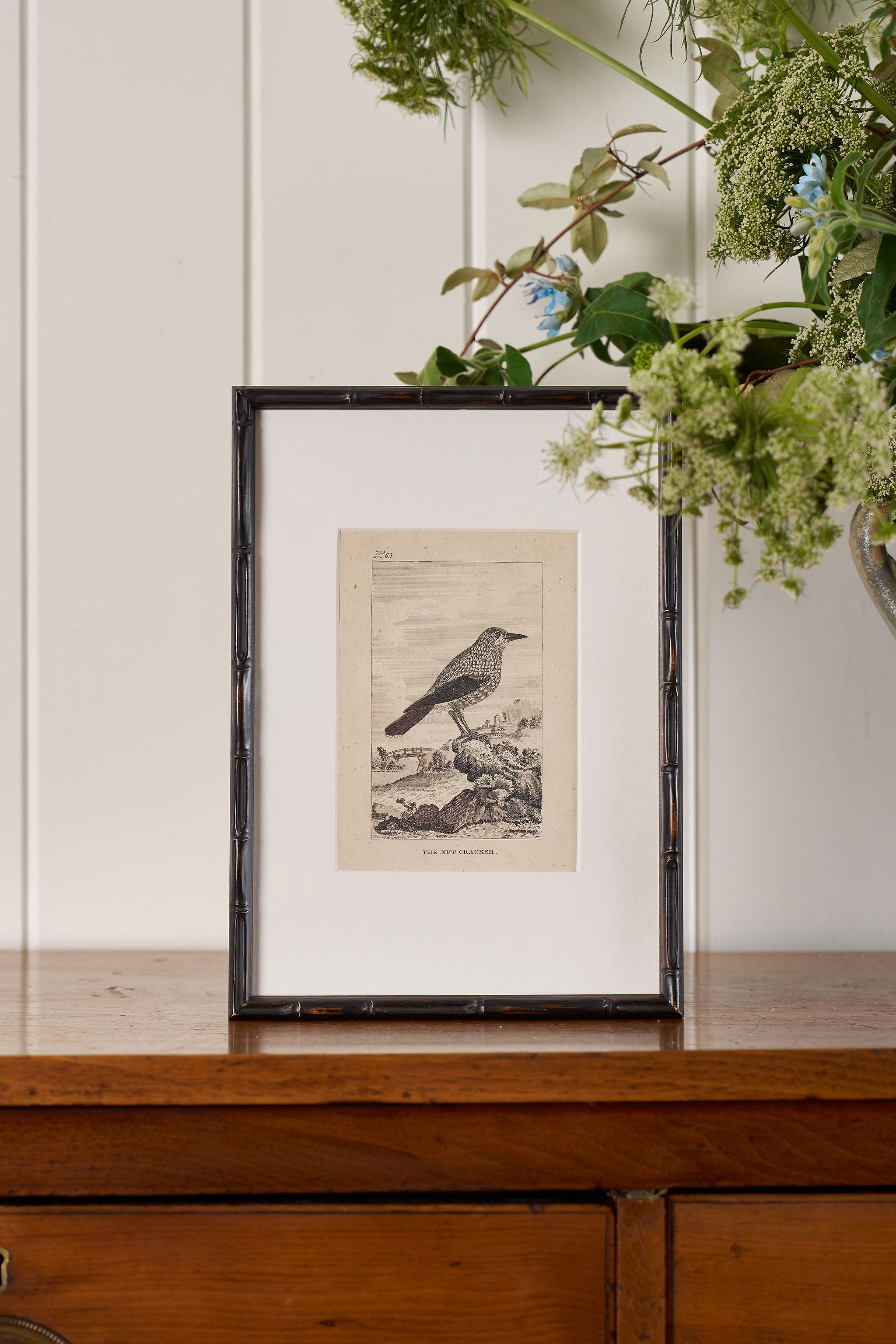 18th Century Copper Plated Bird Engraving by Buffon in Custom Faux Bamboo Frame (c. 1790)