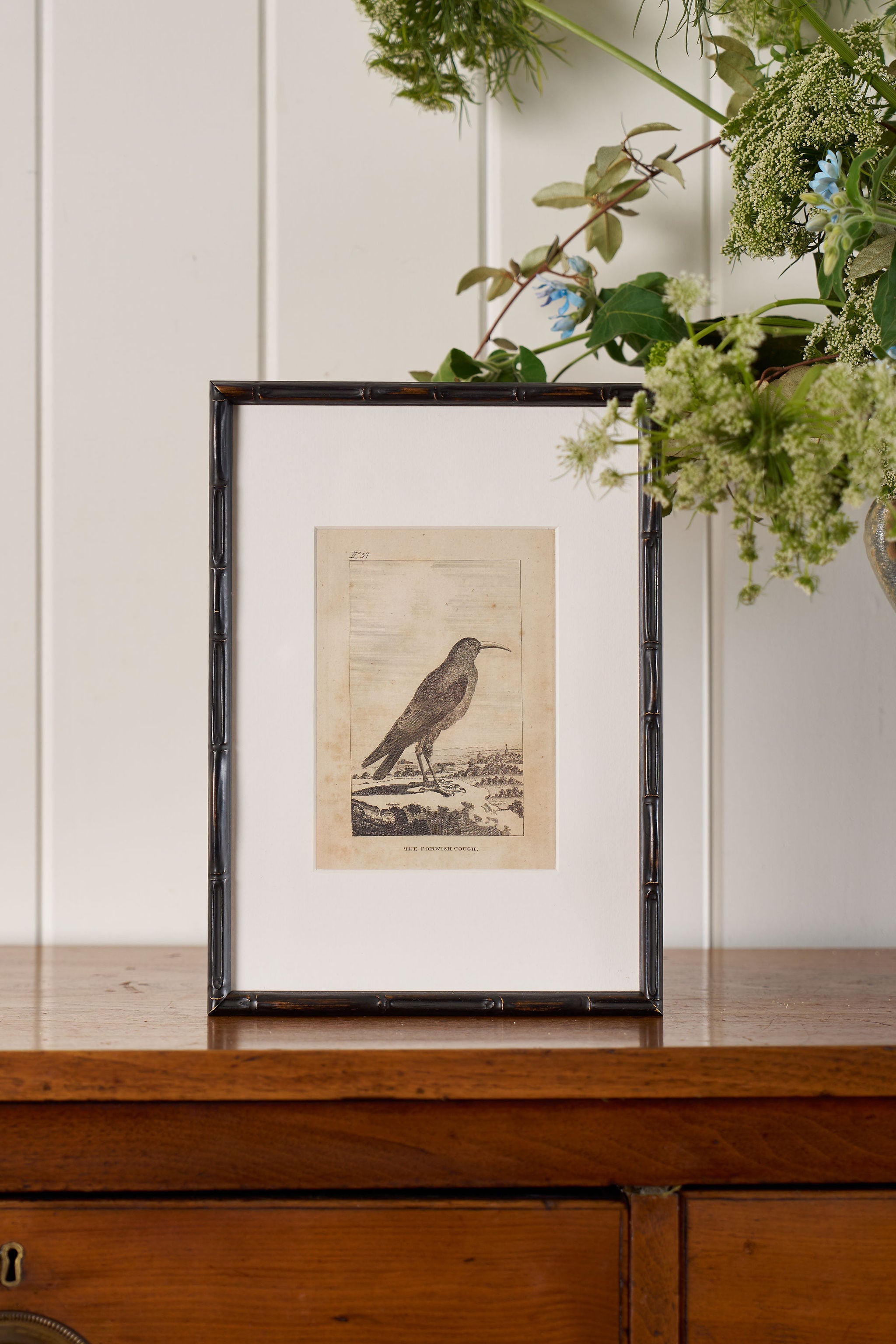 18th Century Copper Plated Bird Engraving by Buffon in Custom Faux Bamboo Frame (c. 1790)