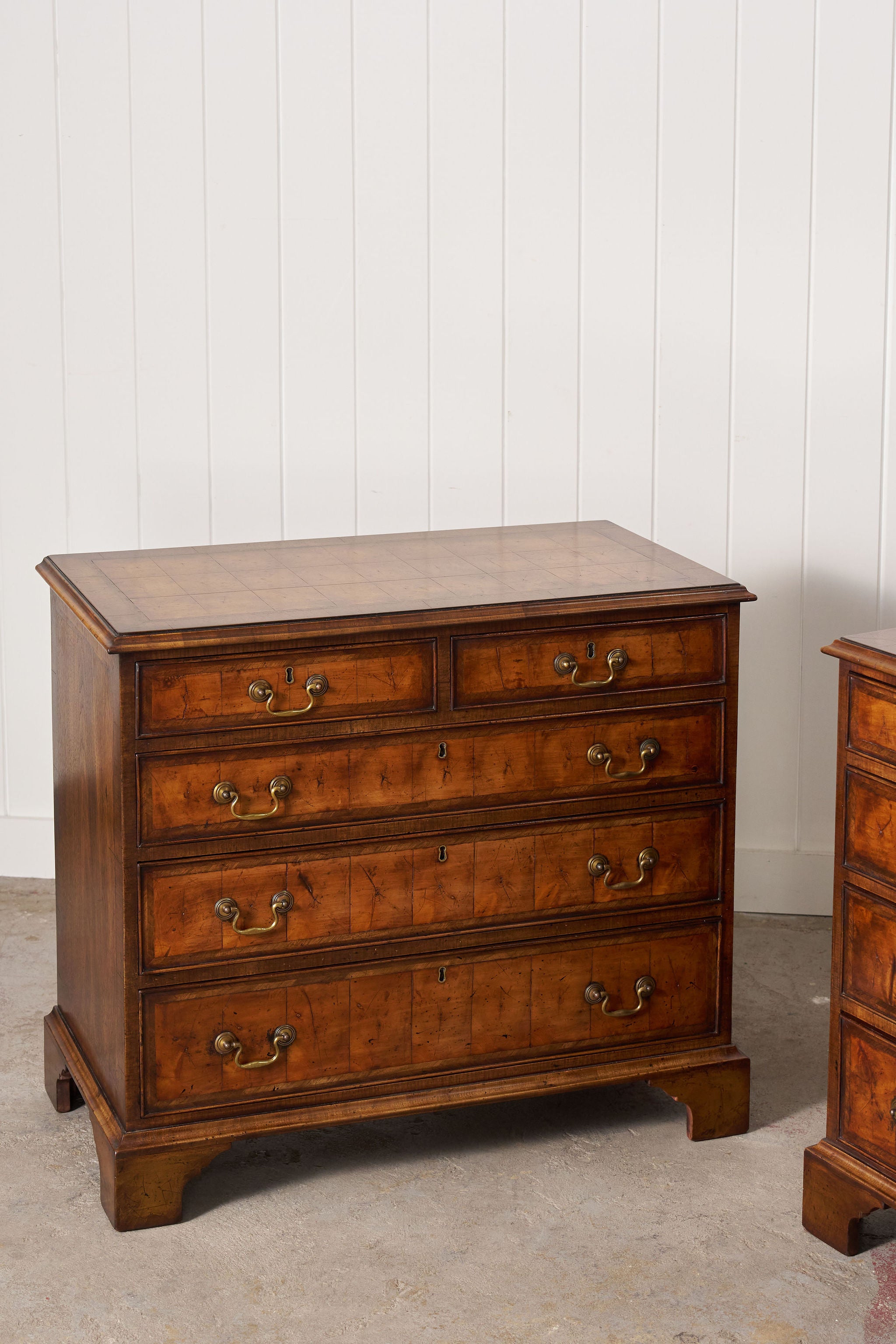 RARE PAIR 19th Century Oyster Cut Beside Chests