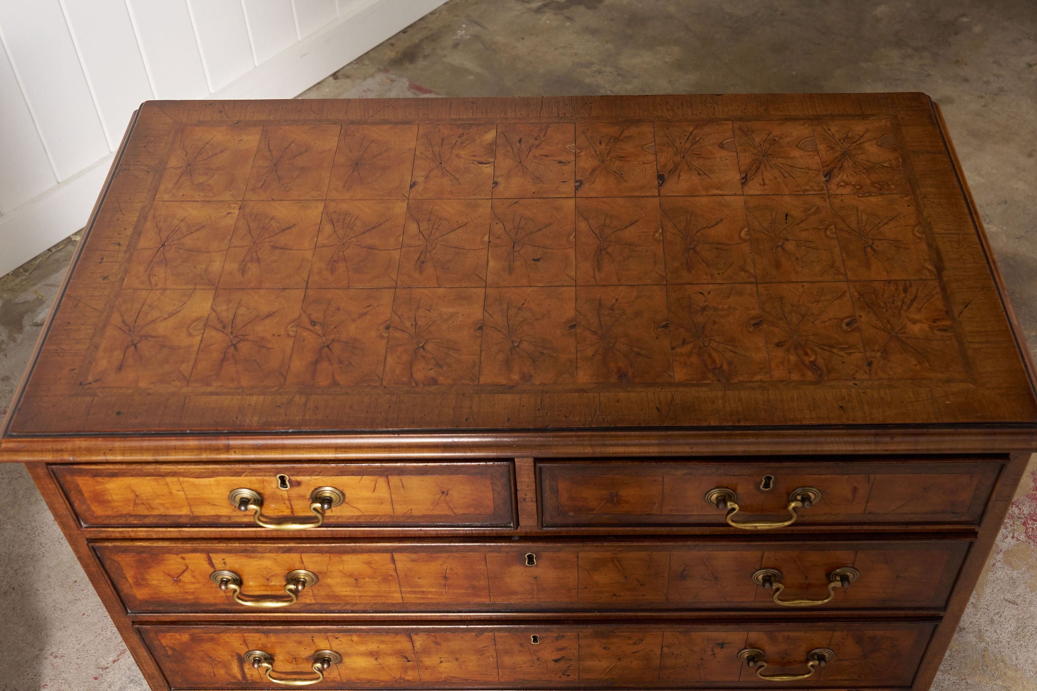 RARE PAIR 19th Century Oyster Cut Beside Chests