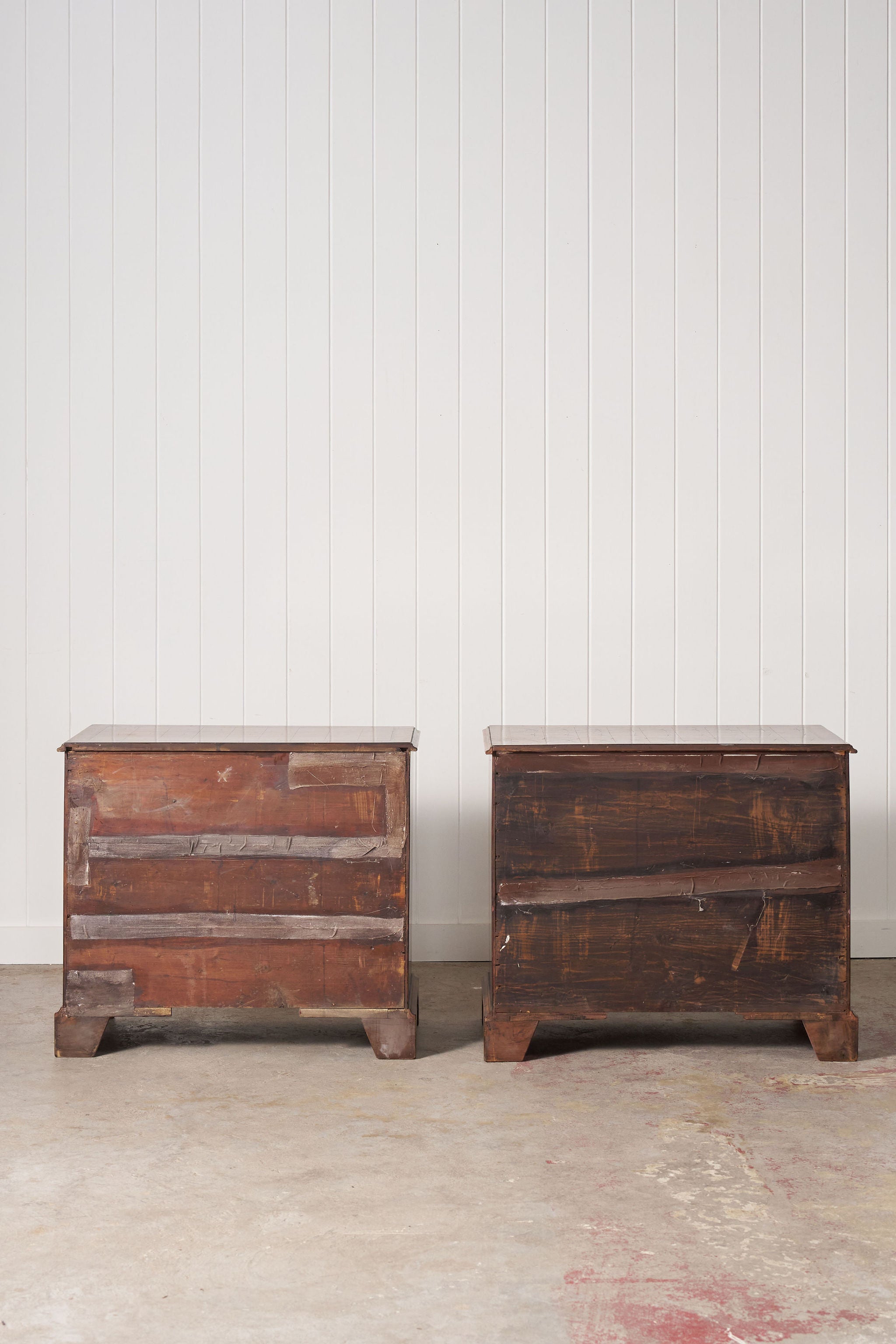 RARE PAIR 19th Century Oyster Cut Beside Chests