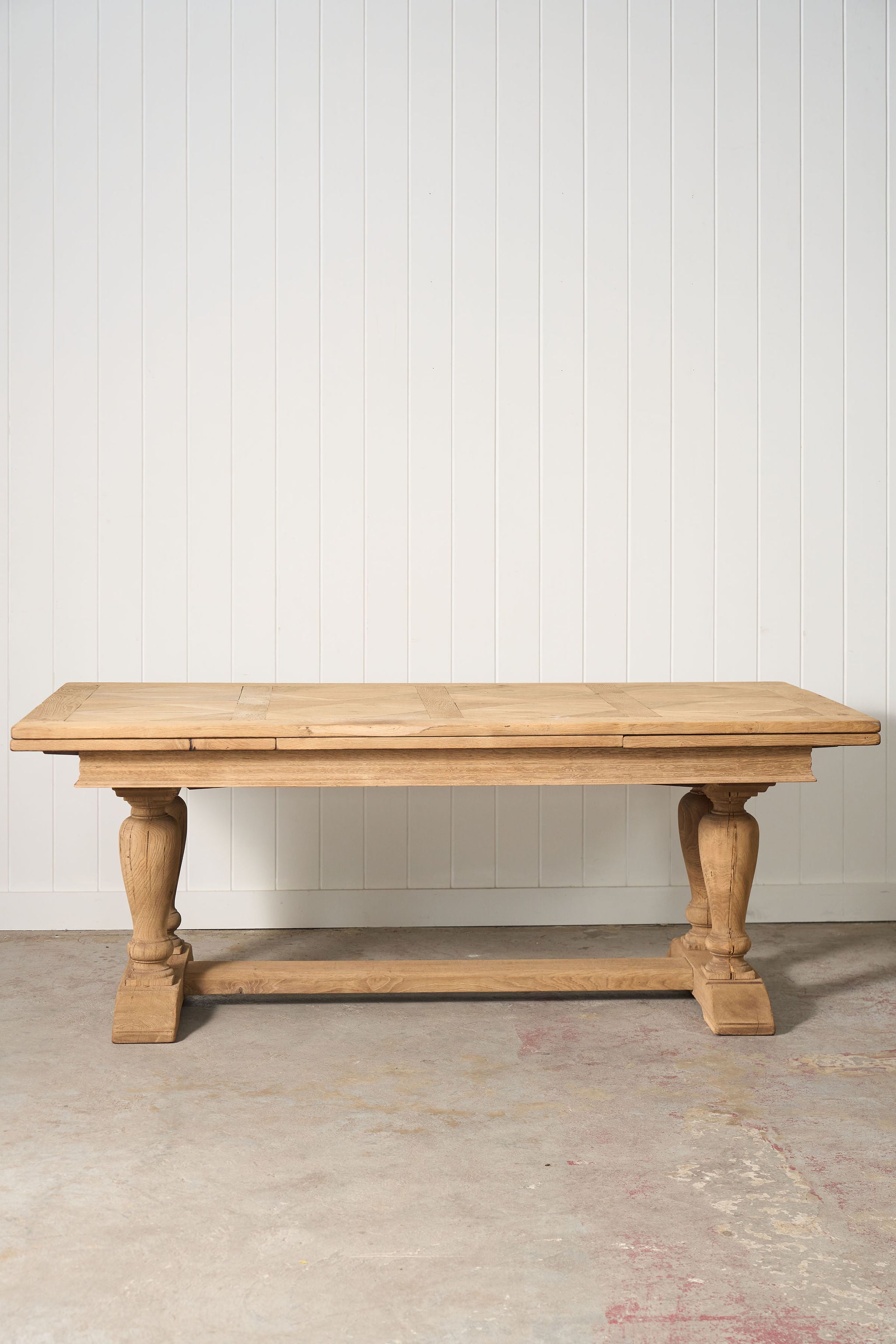 Bleached French Oak Parquetry Dining Table (c. 1900)