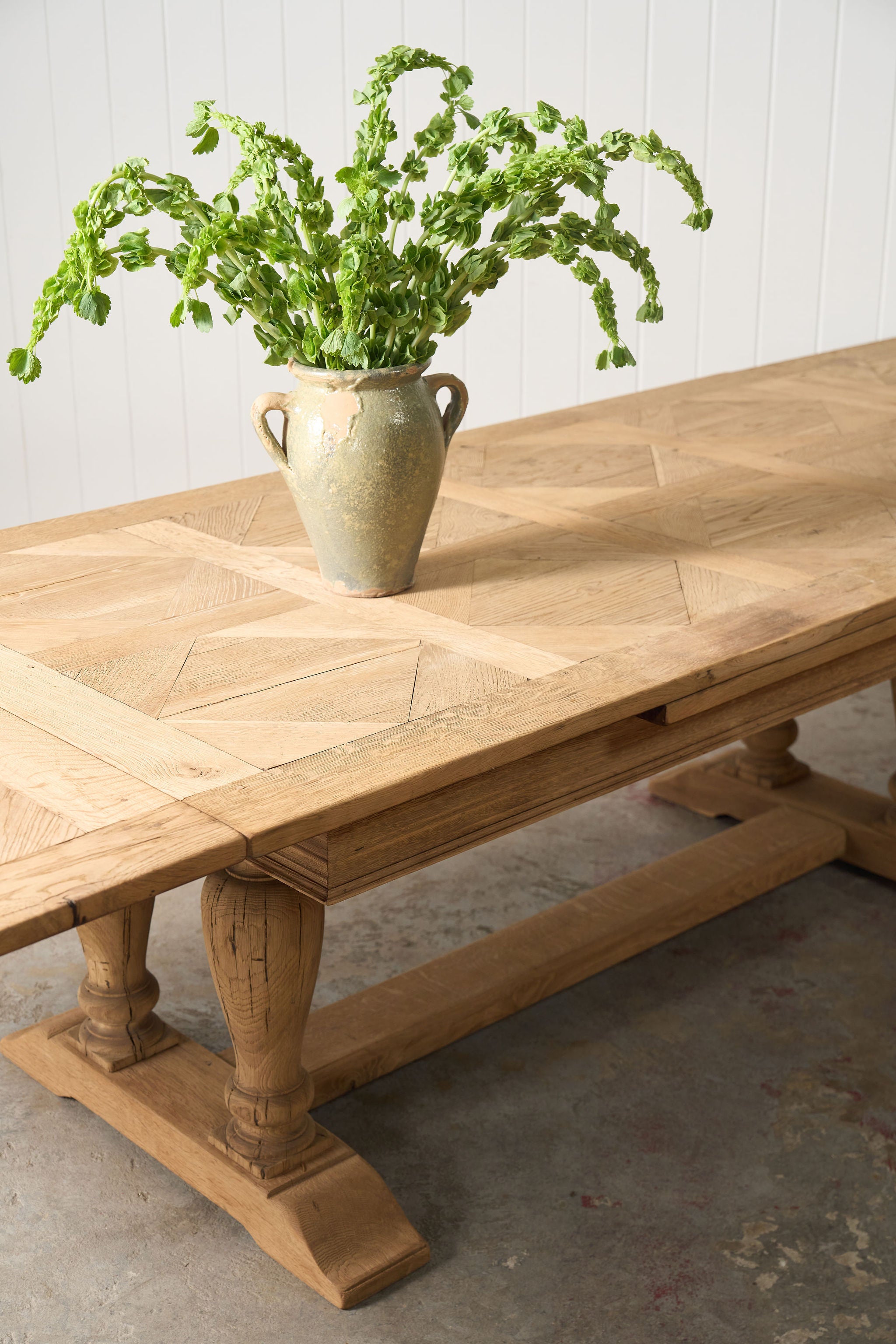 Bleached French Oak Parquetry Dining Table (c. 1900)