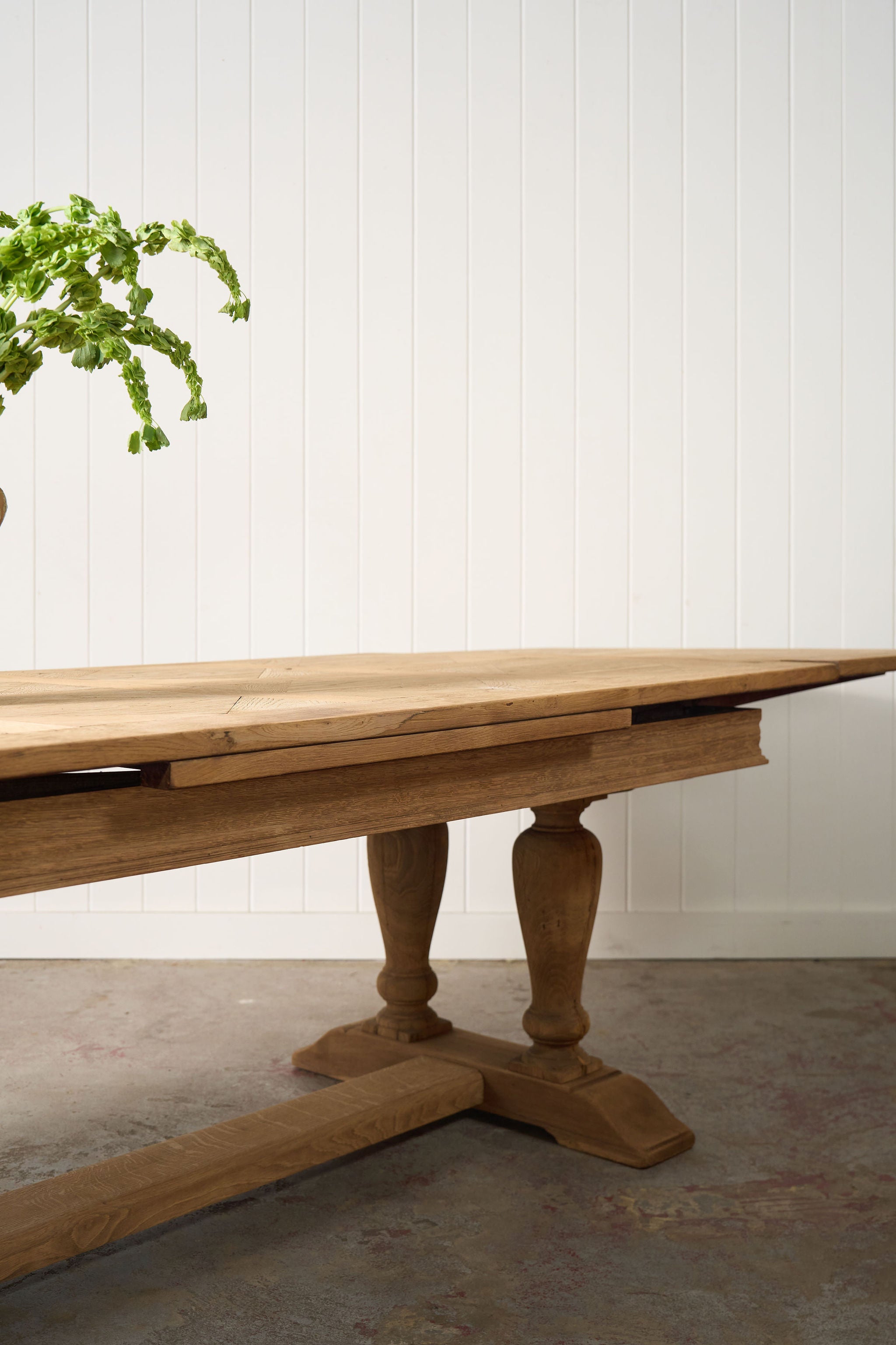 Bleached French Oak Parquetry Dining Table (c. 1900)