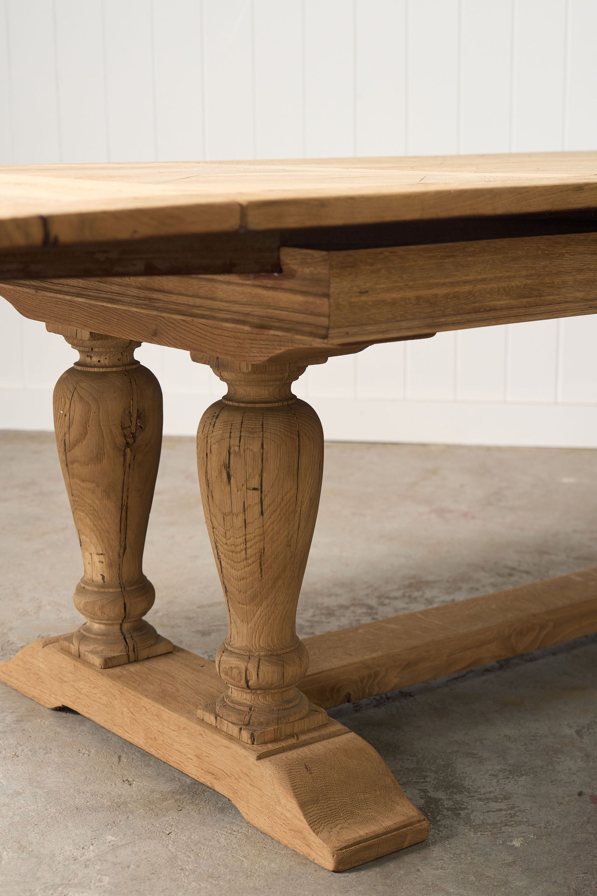 Bleached French Oak Parquetry Dining Table (c. 1900)