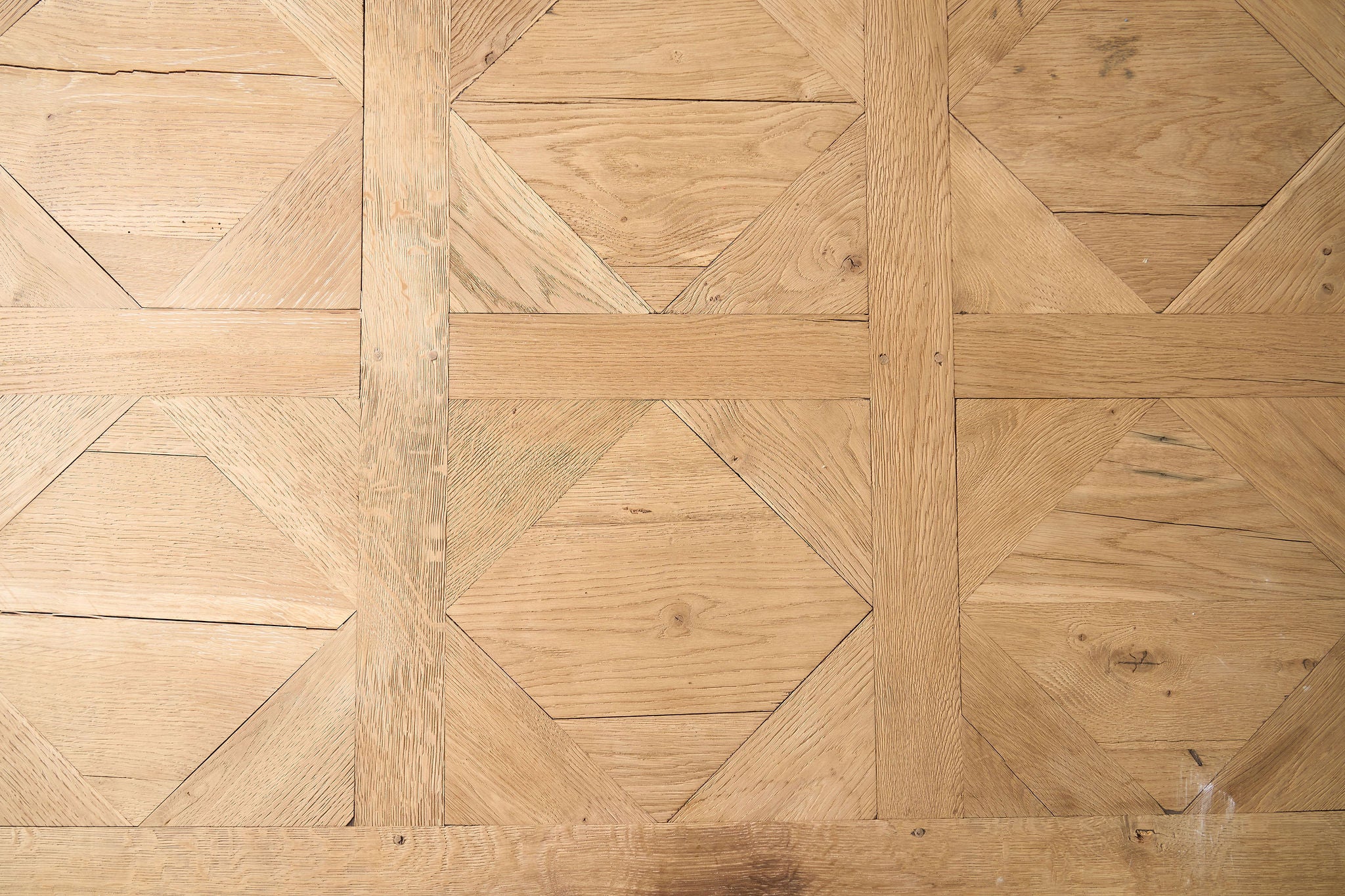 Bleached French Oak Parquetry Dining Table (c. 1900)