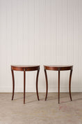 Load image into Gallery viewer, PAIR Petite Vintage Mahogany Demilune Tables
