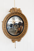 Load image into Gallery viewer, 19th Century Large Gilt Gesso Convex Mirror with Leaf Accents
