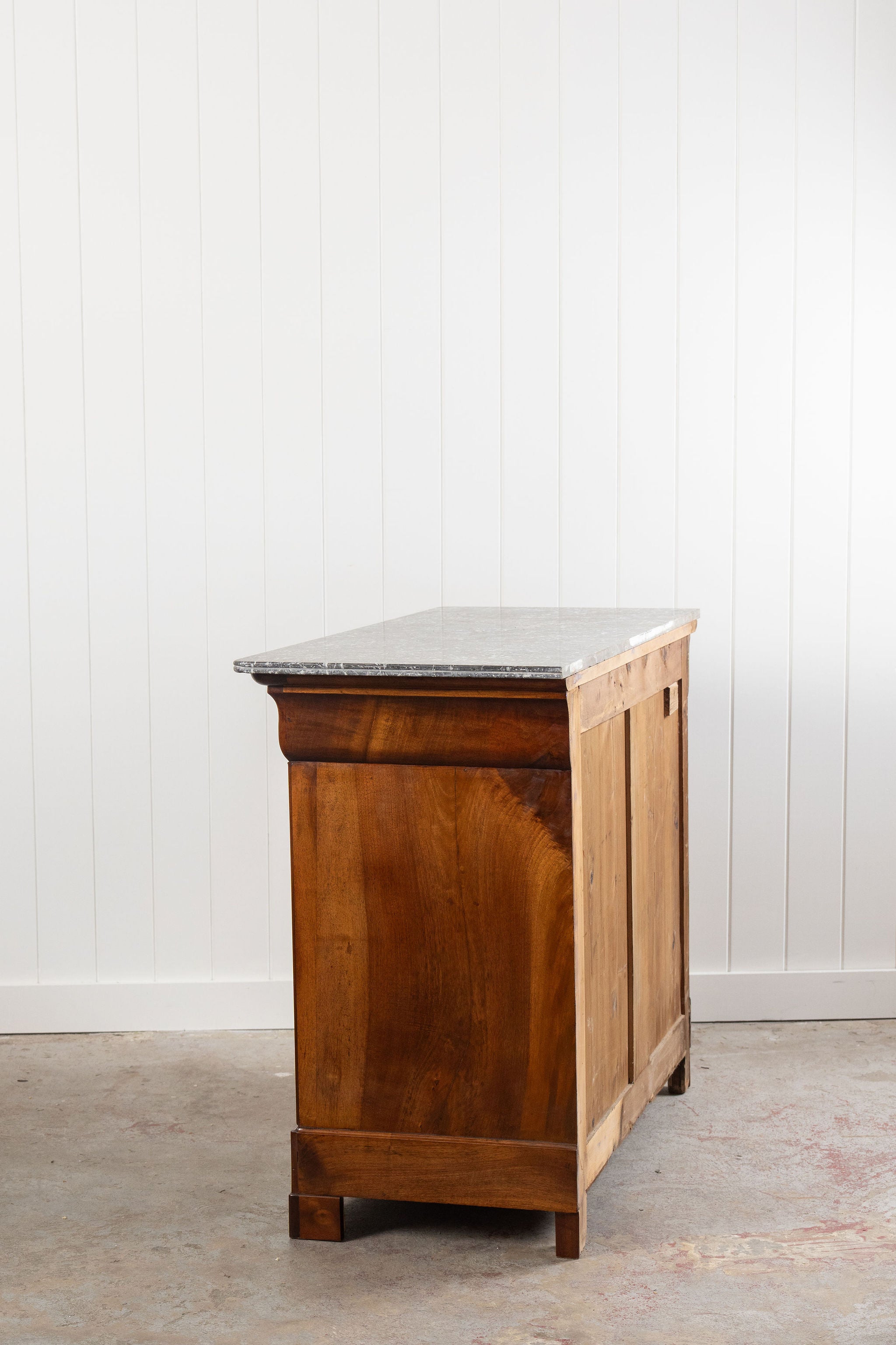 19th Century Walnut Louis Philippe Commode with Brass Ring Pulls