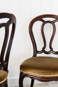 Load image into Gallery viewer, PAIR of Victorian Mahogany Rounded Chairs with Velvet Upholstery (c. 1880)
