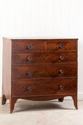 Load image into Gallery viewer, 19th Century English Mahogany Chest with Banded Top + Wooden Knobs

