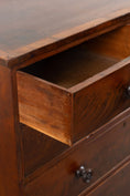 Load image into Gallery viewer, 19th Century English Mahogany Chest with Banded Top + Wooden Knobs
