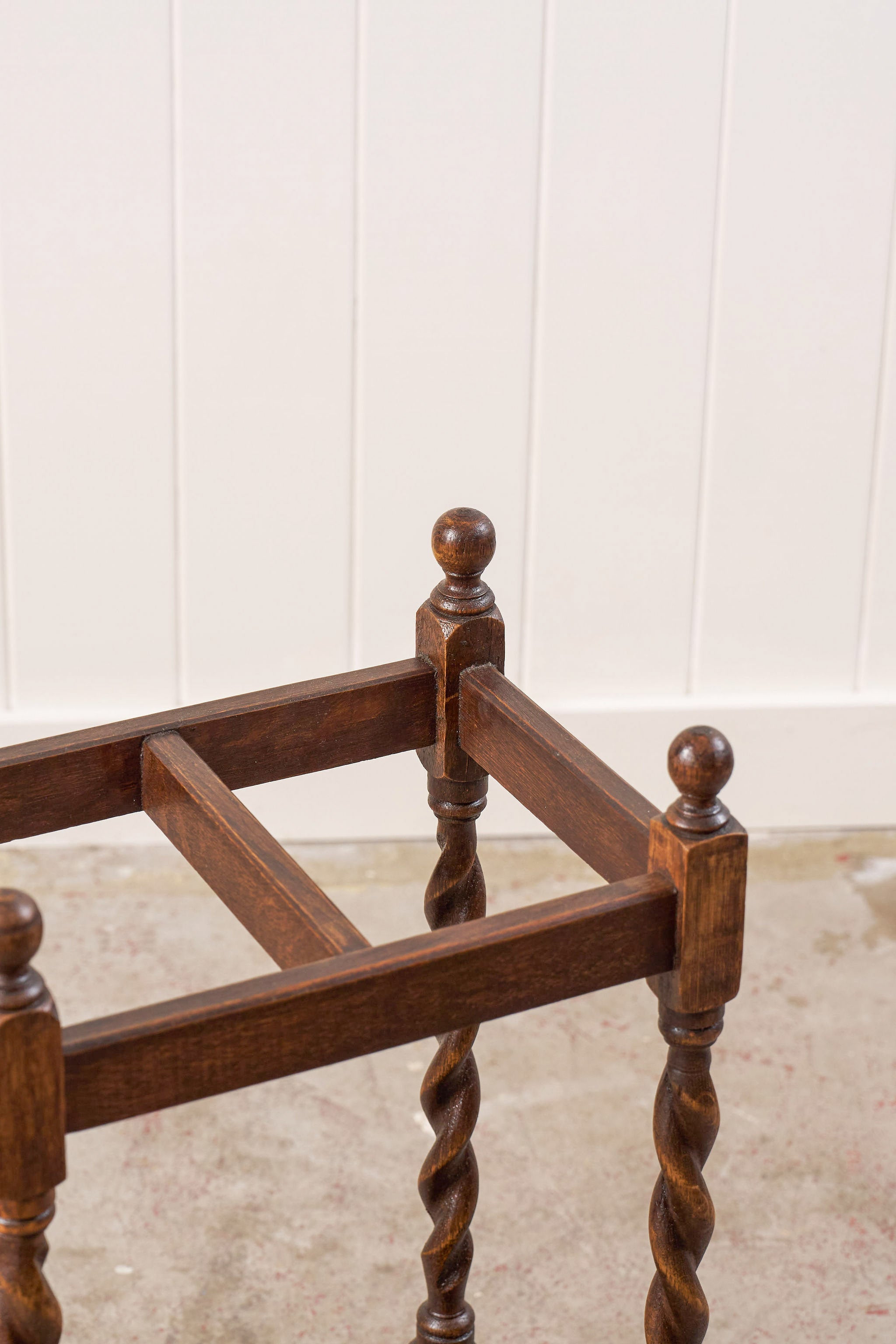 Vintage 1930s English Oak Barley Twist Umbrella/Stick Stand